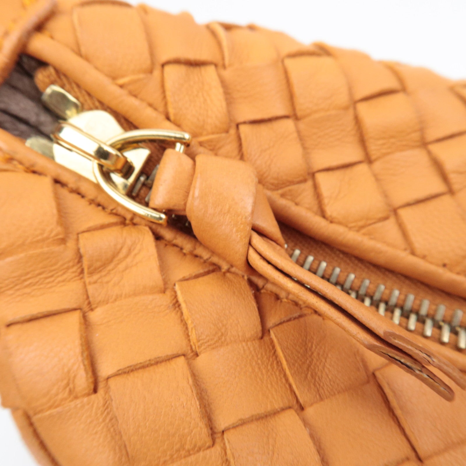 BOTTEGA VENETA Intrecciato Leather Handle Handbag Orange 114087