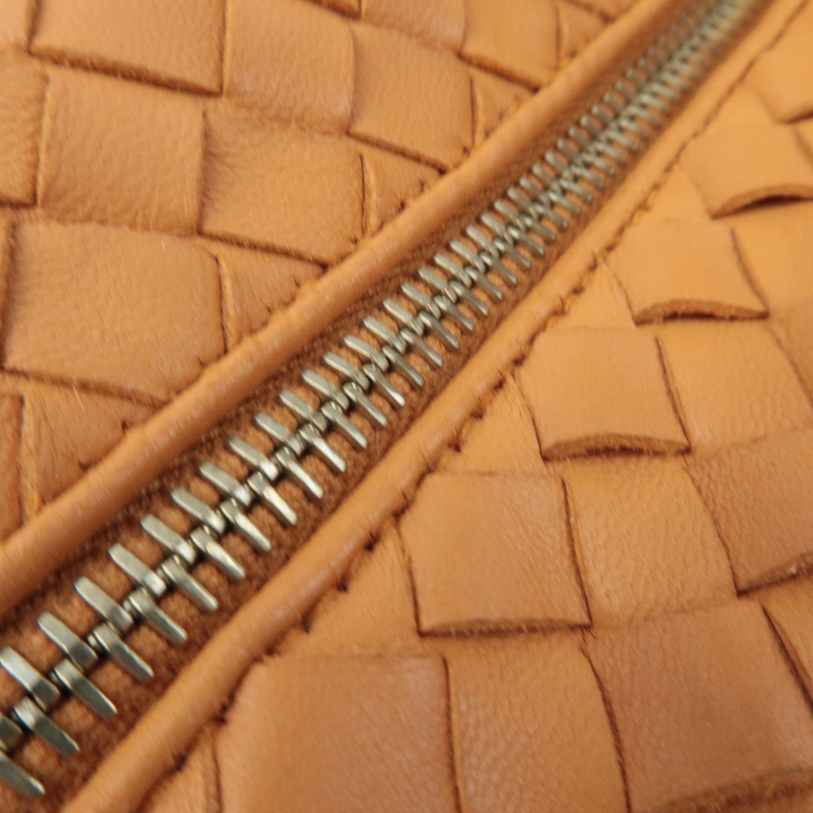 BOTTEGA VENETA Intrecciato Leather Handle Handbag Orange 114087