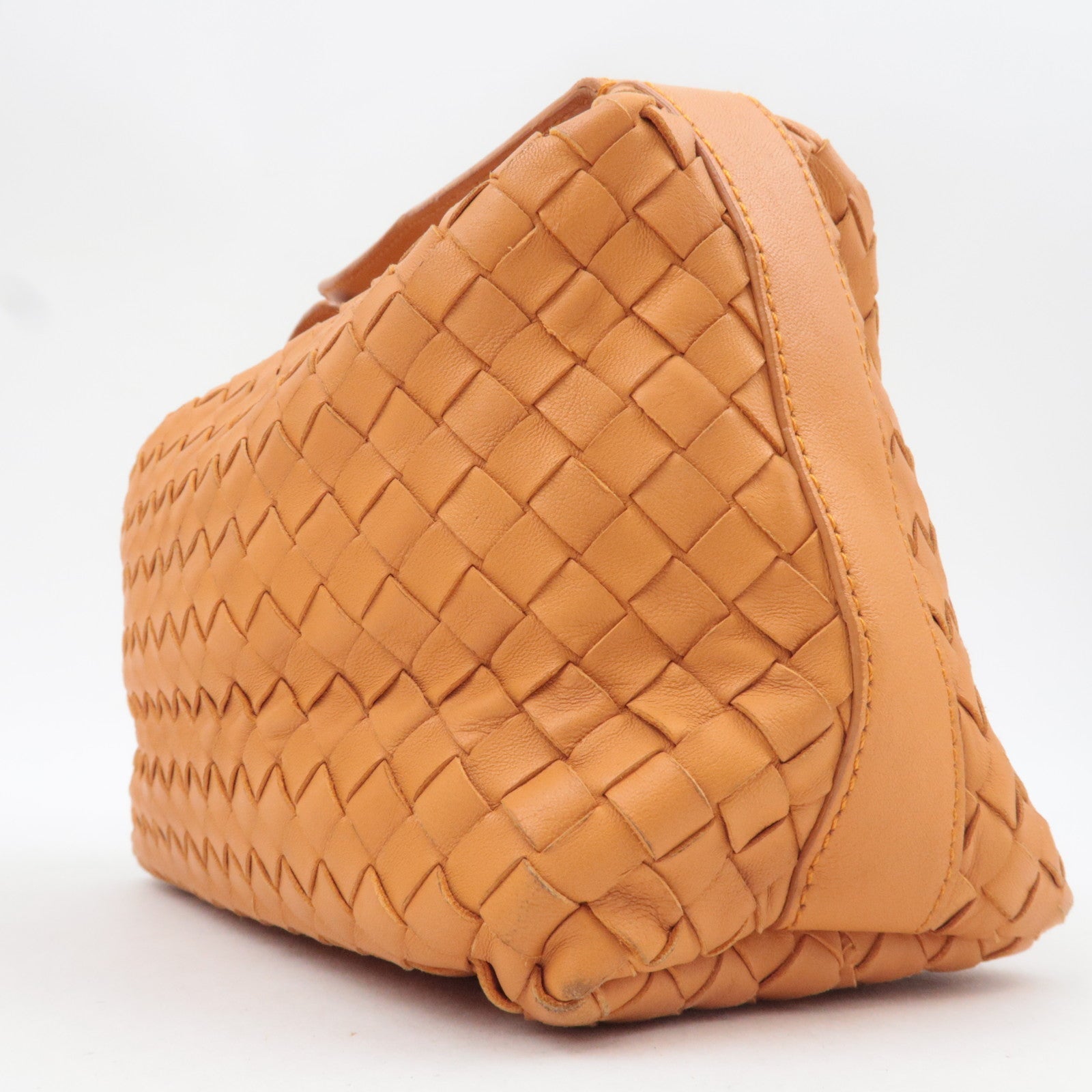 BOTTEGA VENETA Intrecciato Leather Handle Handbag Orange 114087