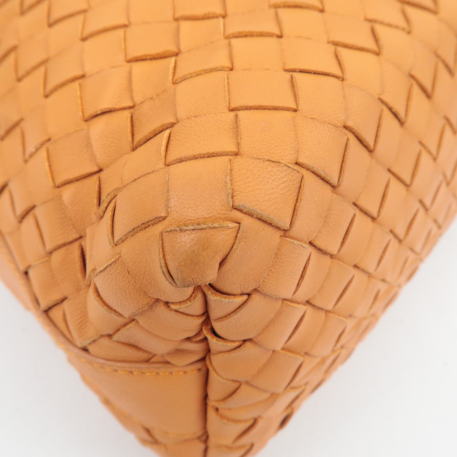 BOTTEGA VENETA Intrecciato Leather Handle Handbag Orange 114087