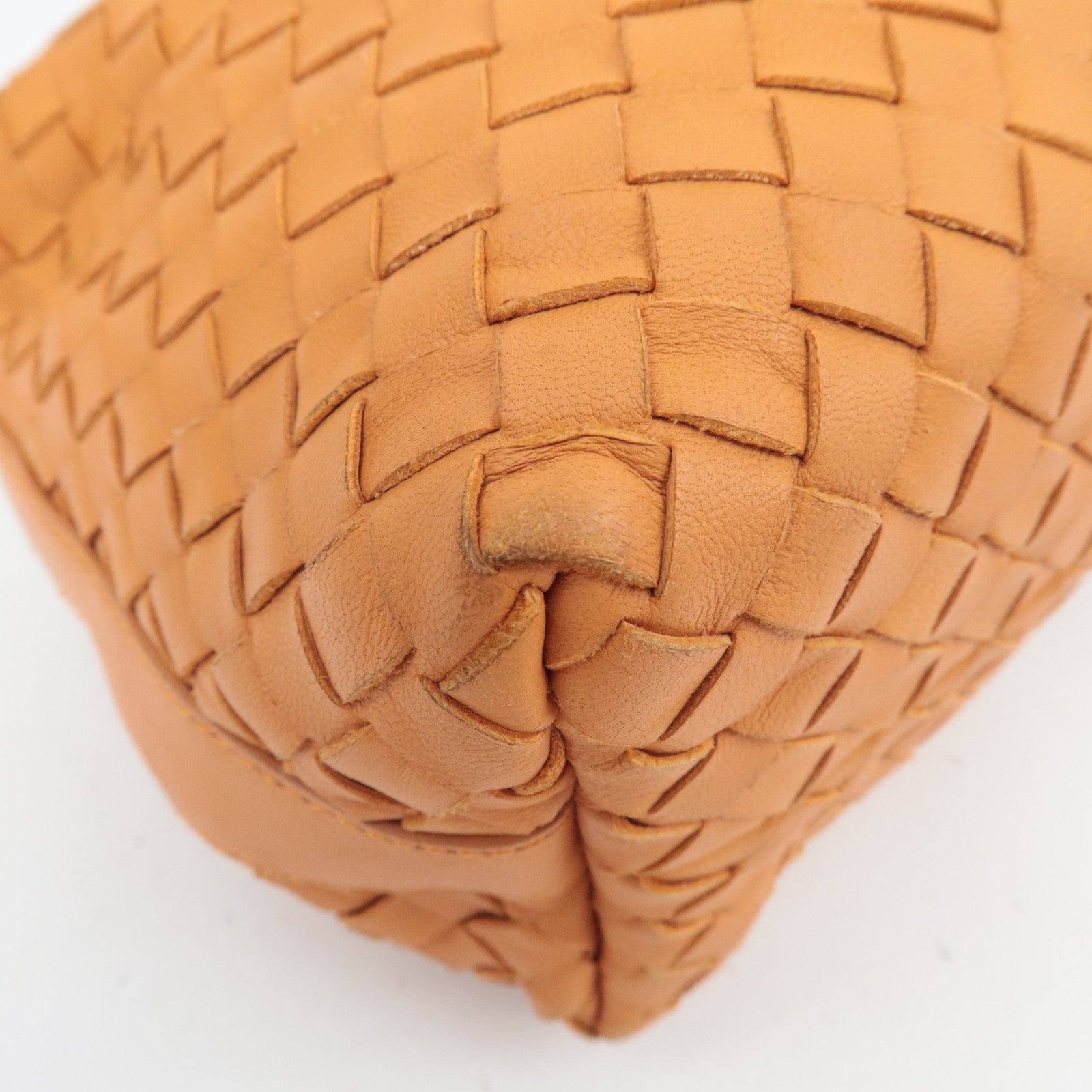 BOTTEGA VENETA Intrecciato Leather Handle Handbag Orange 114087