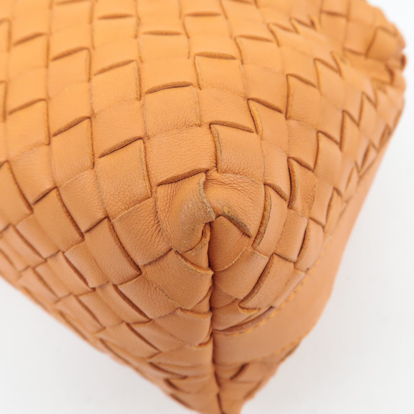 BOTTEGA VENETA Intrecciato Leather Handle Handbag Orange 114087