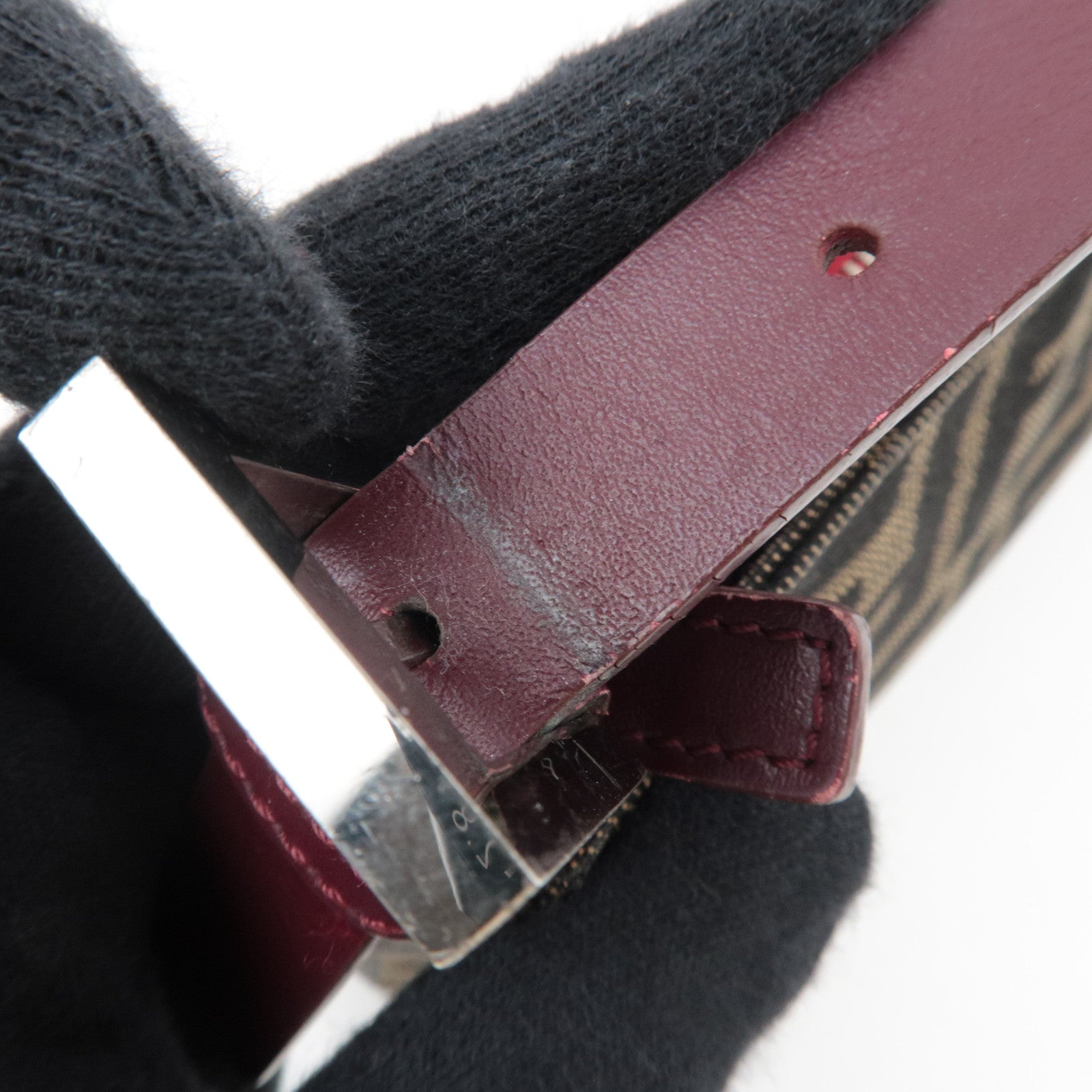 FENDI Zucca Shoulder Bag Canvas Leather Brown BR207