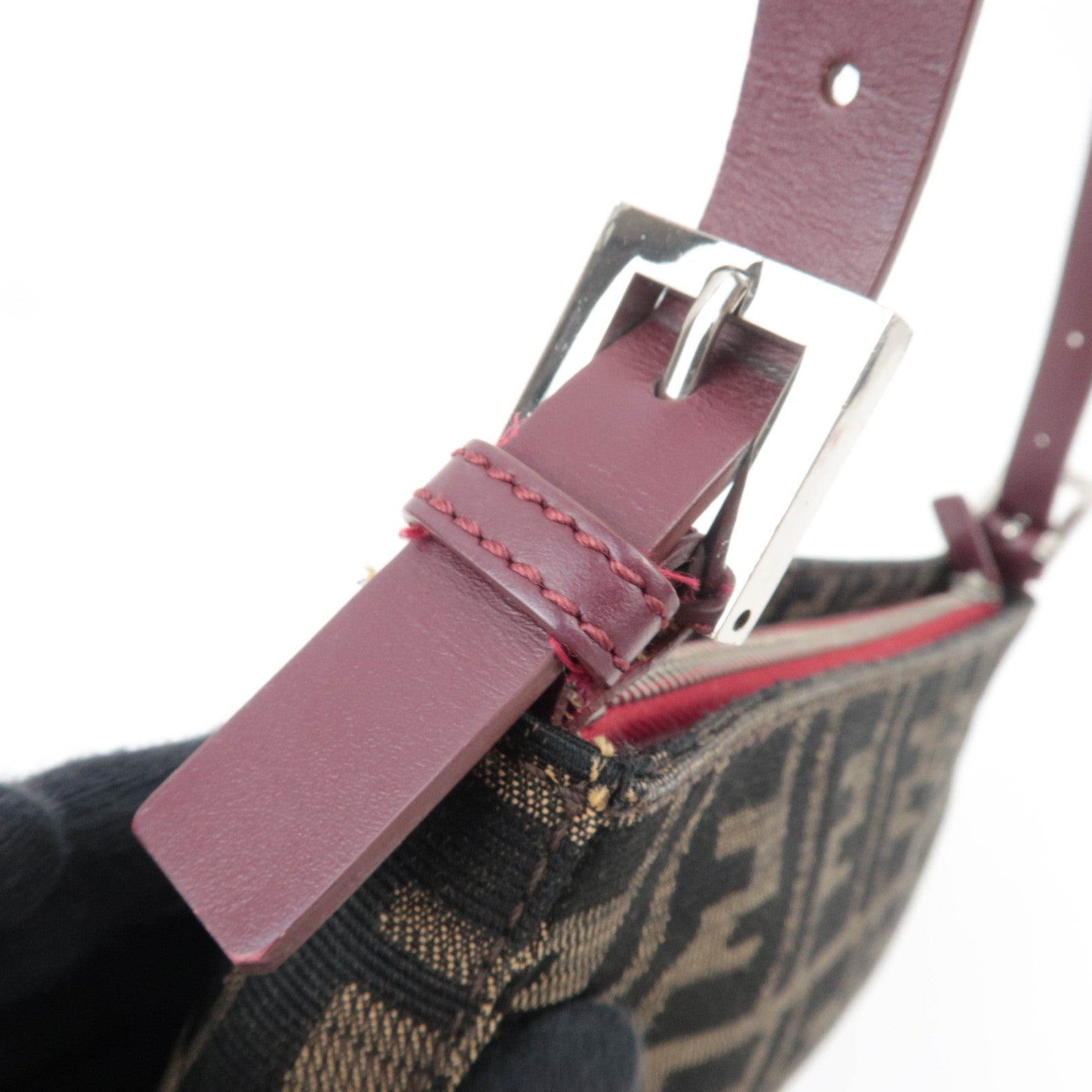 FENDI Zucca Shoulder Bag Canvas Leather Brown BR207