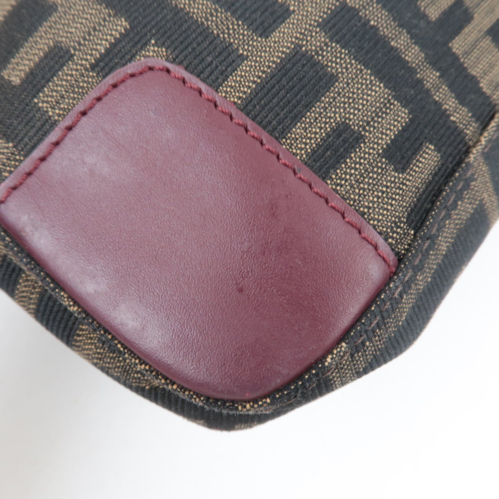 FENDI Zucca Shoulder Bag Canvas Leather Brown BR207