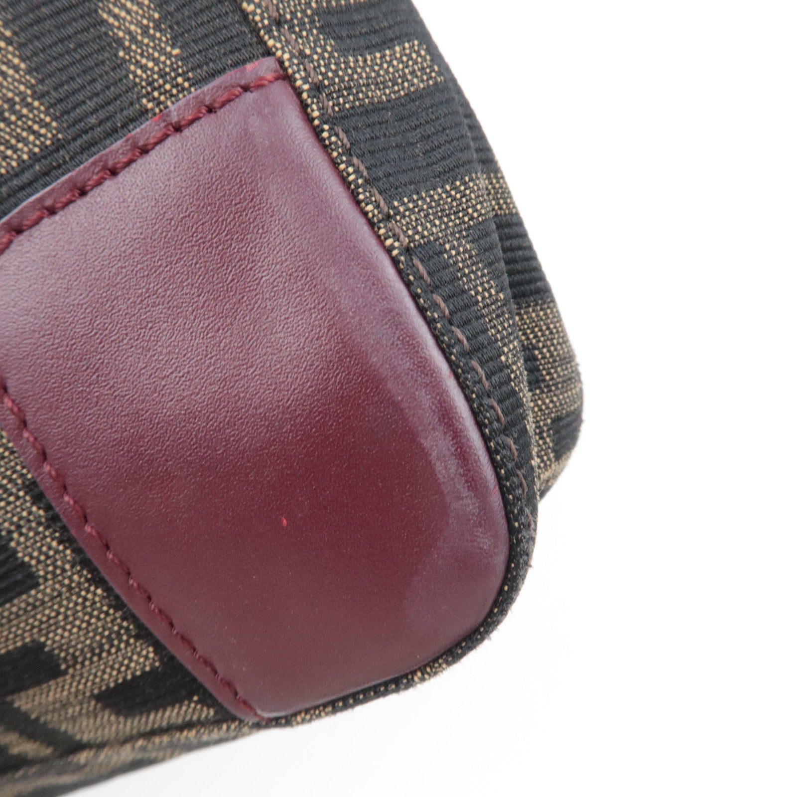 FENDI Zucca Shoulder Bag Canvas Leather Brown BR207