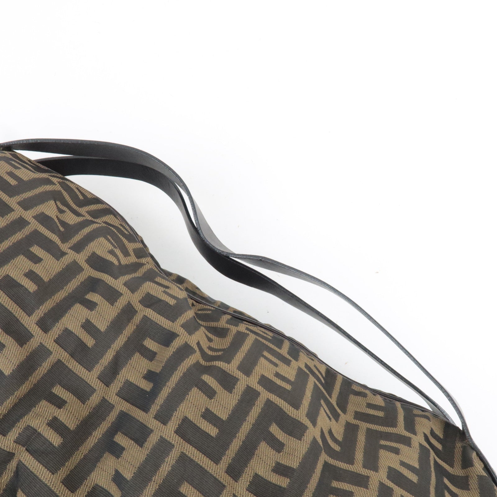 FENDI Zucca Canvas Leather Boston Bag Brown