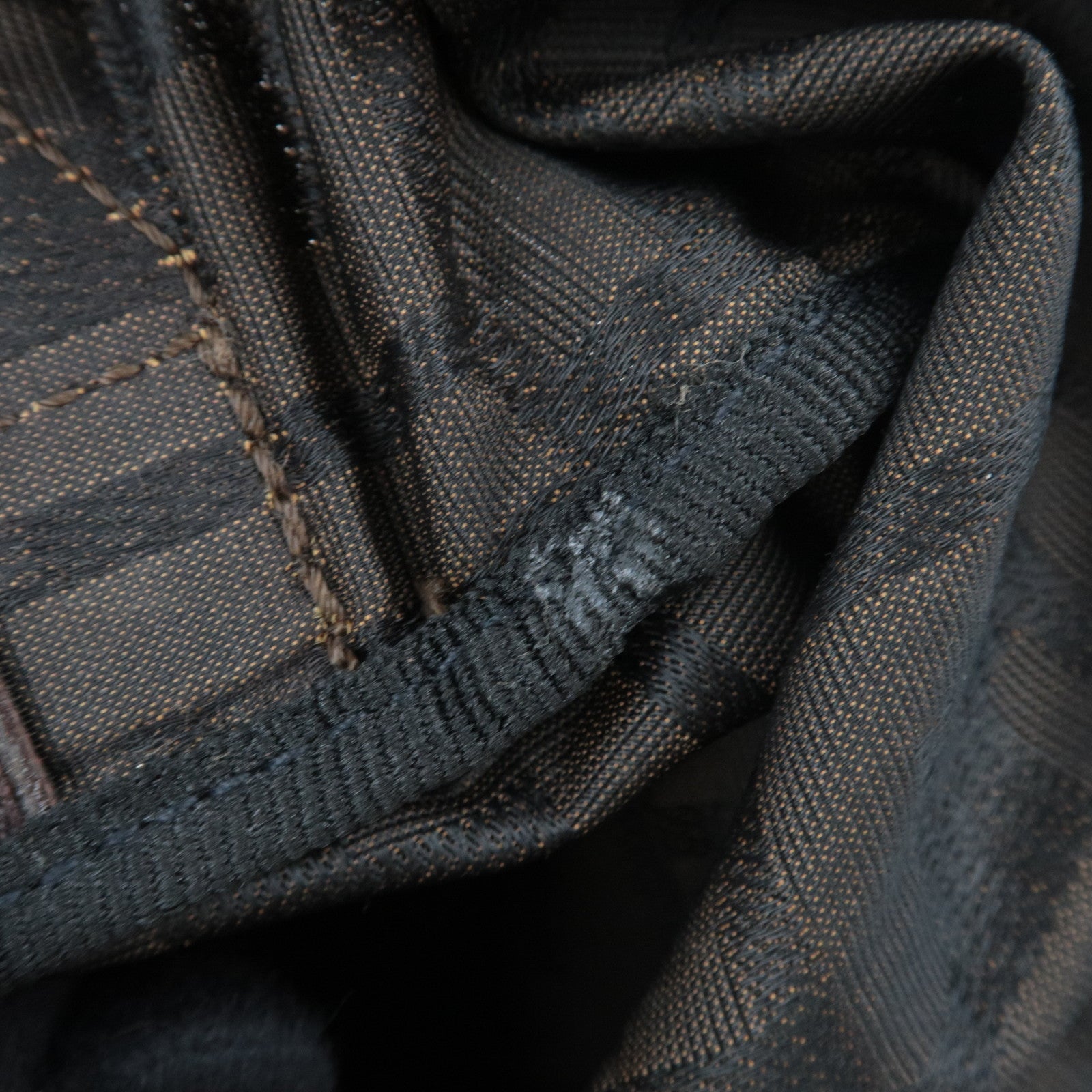 FENDI Zucca Canvas Leather Boston Bag Brown