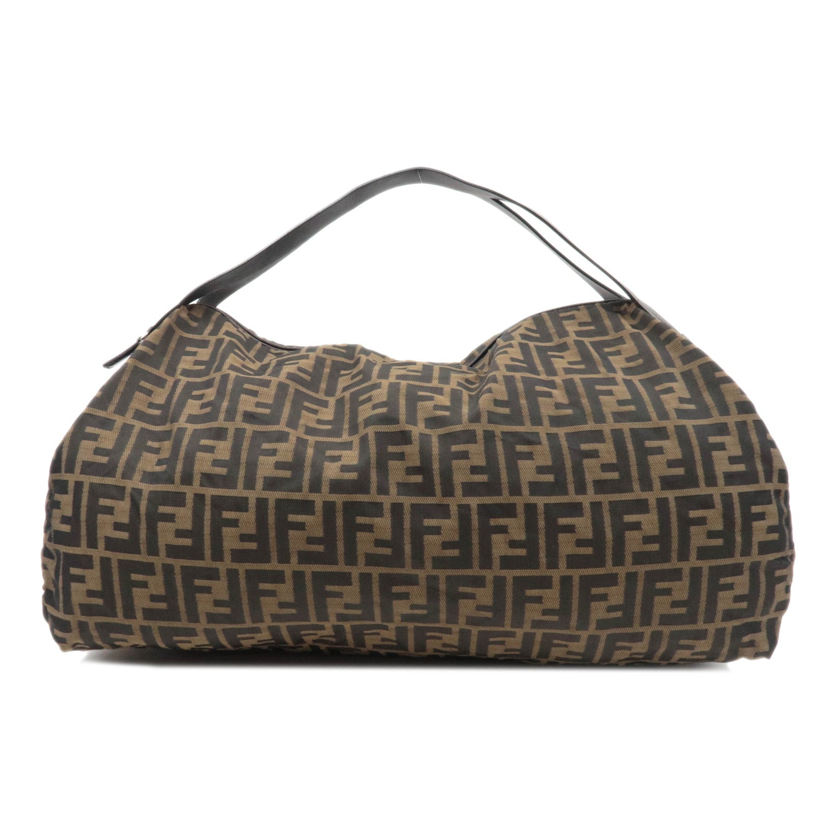 FENDI Zucca Canvas Leather Boston Bag Brown84596