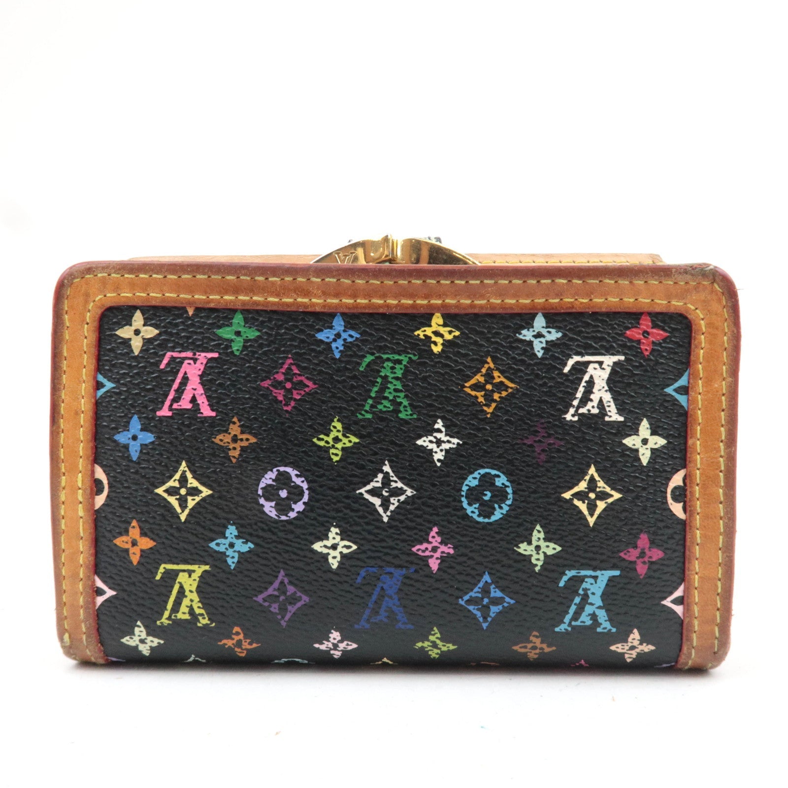 Louis Vuitton Monogram Multicolore Porte Monnaie Billets Viennois Wallet Noir M92988