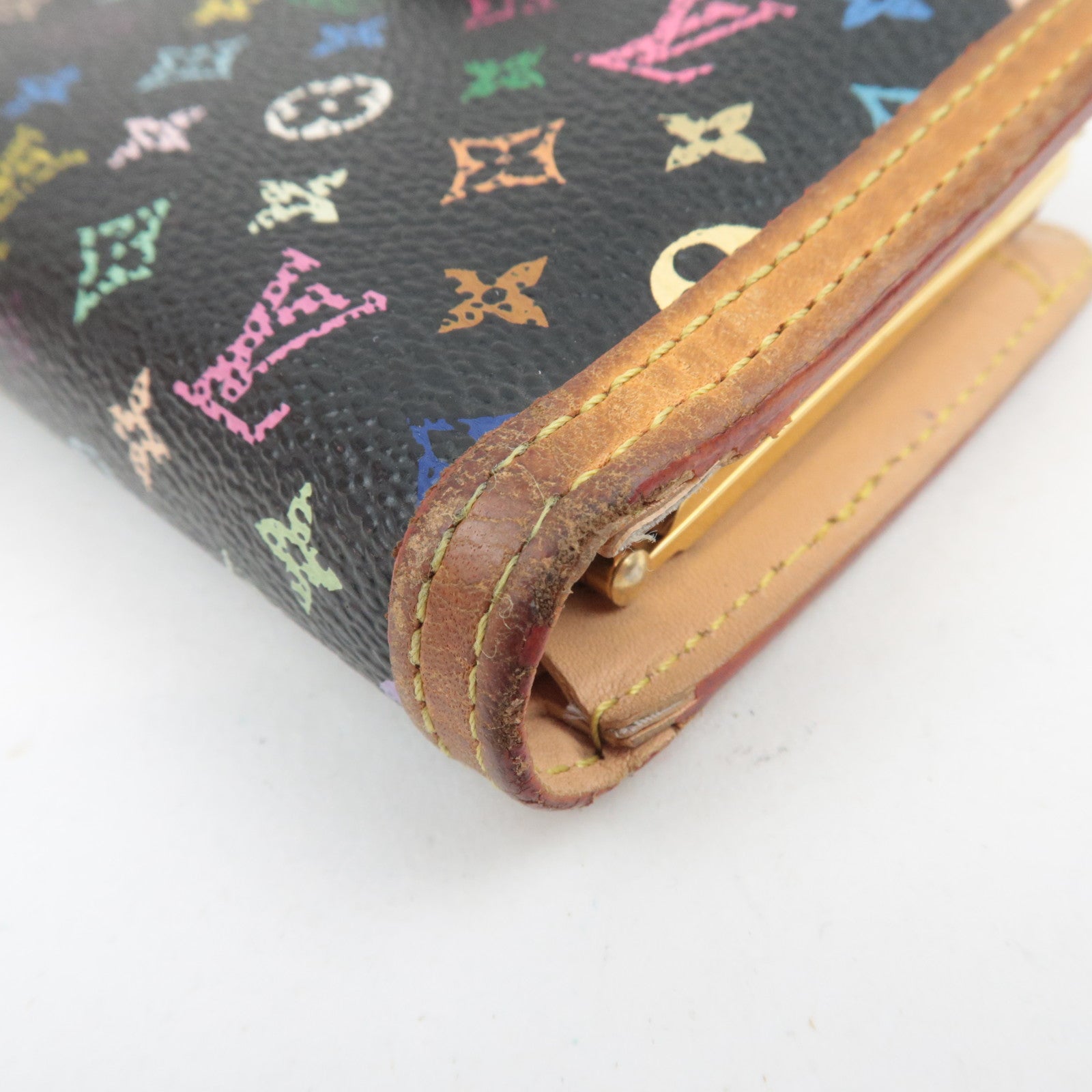 Louis Vuitton Monogram Multicolore Porte Monnaie Billets Viennois Wallet Noir M92988