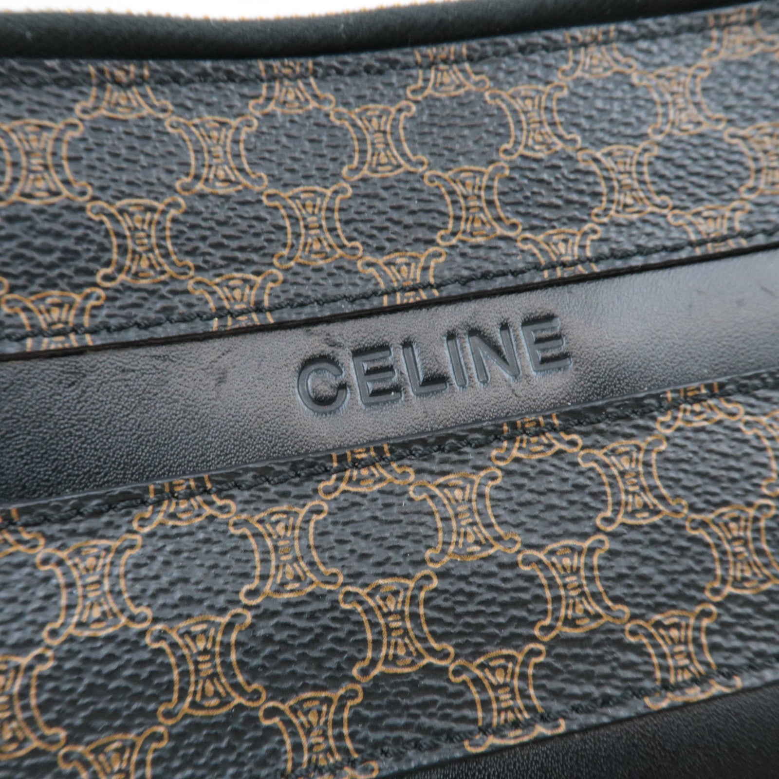 CELINE Macadam Shoulder Bag PVC Leather Black