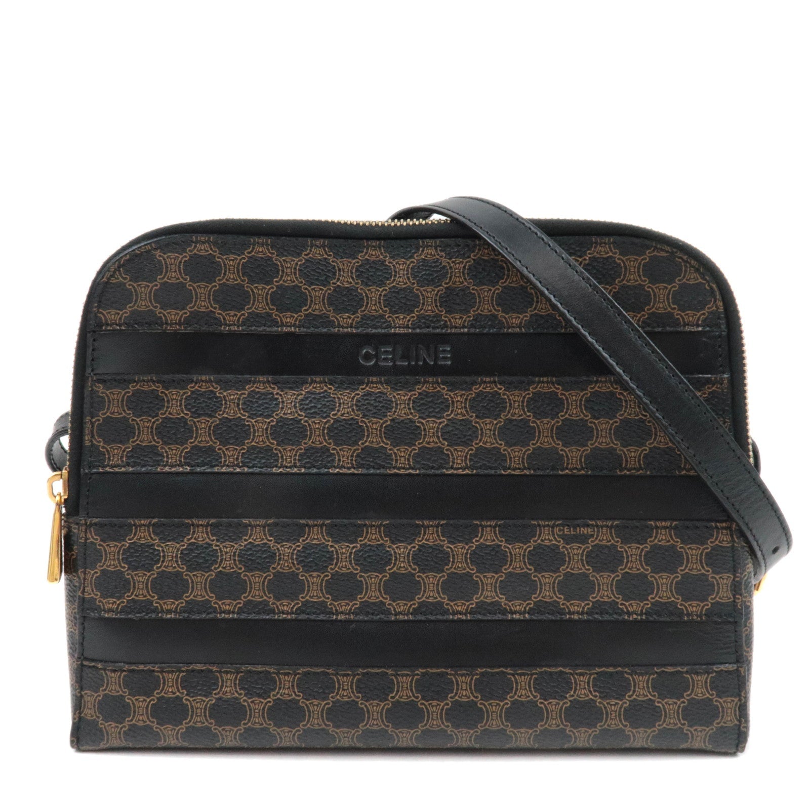 CELINE Macadam Shoulder Bag PVC Leather Black84621