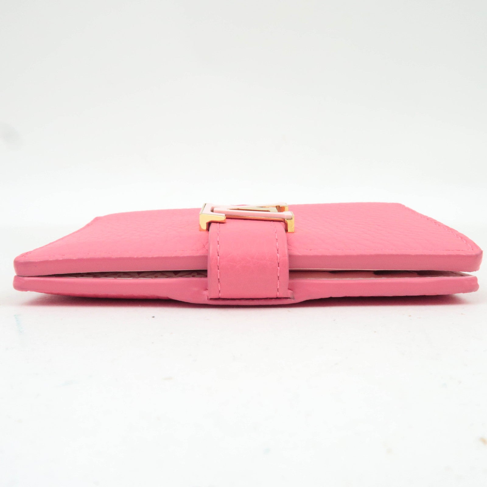 Louis Vuitton Vertical Compact Wallet Taurillon Leather Fuchsia M82461 *Box, Dust bag