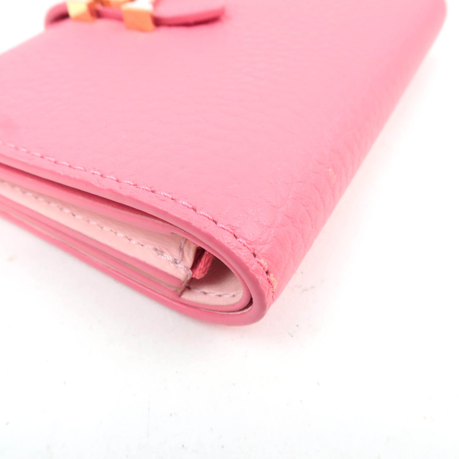 Louis Vuitton Vertical Compact Wallet Taurillon Leather Fuchsia M82461 *Box, Dust bag