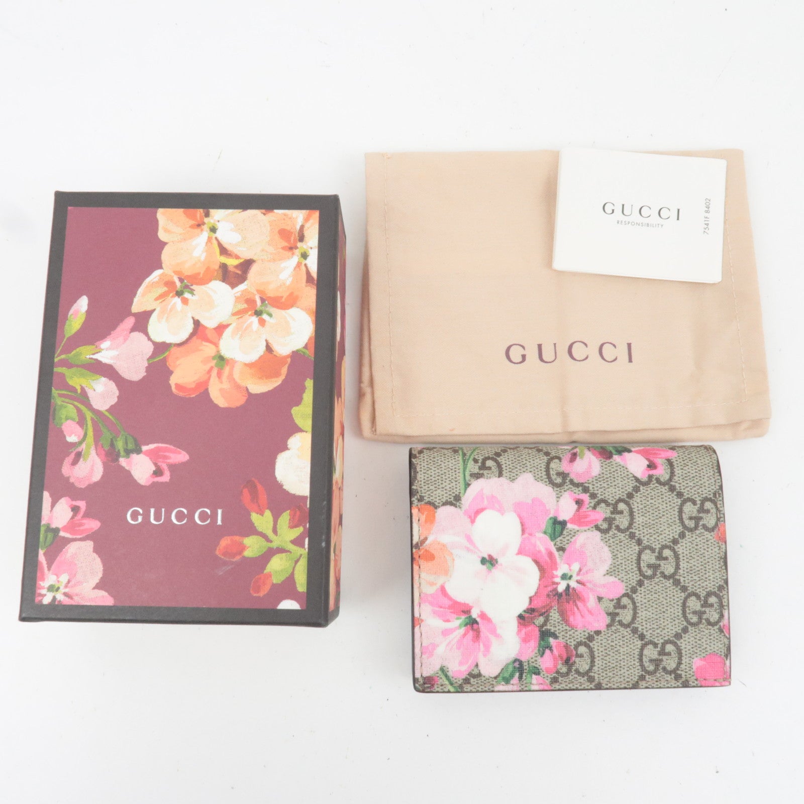 GUCCI GG Blooms Bifold Wallet GG Supreme 410088 *Box, Dust bag