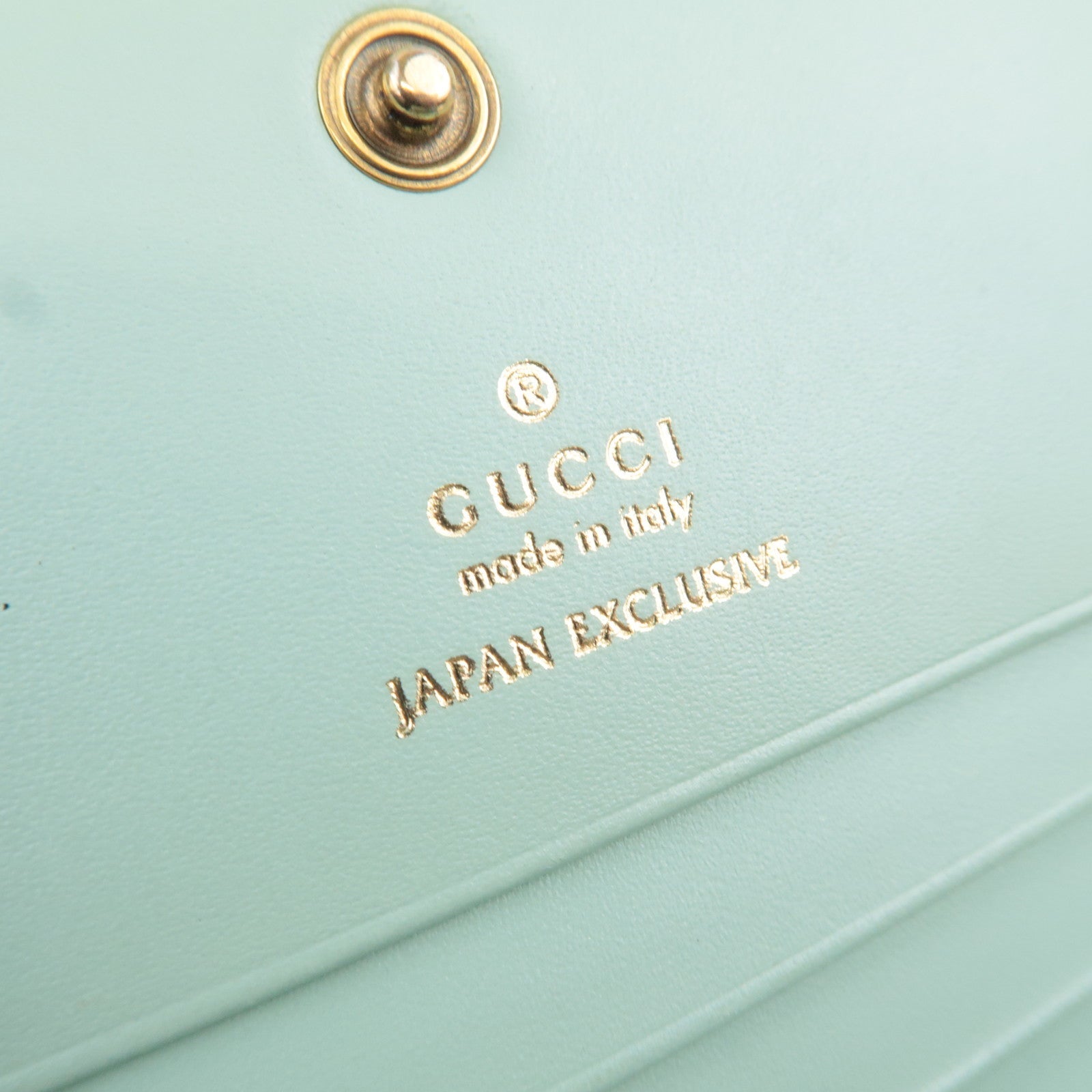 GUCCI Guccissima Linea Cat Bifold Wallet Japan Limited Light Green 548057 *Box, Dust bag