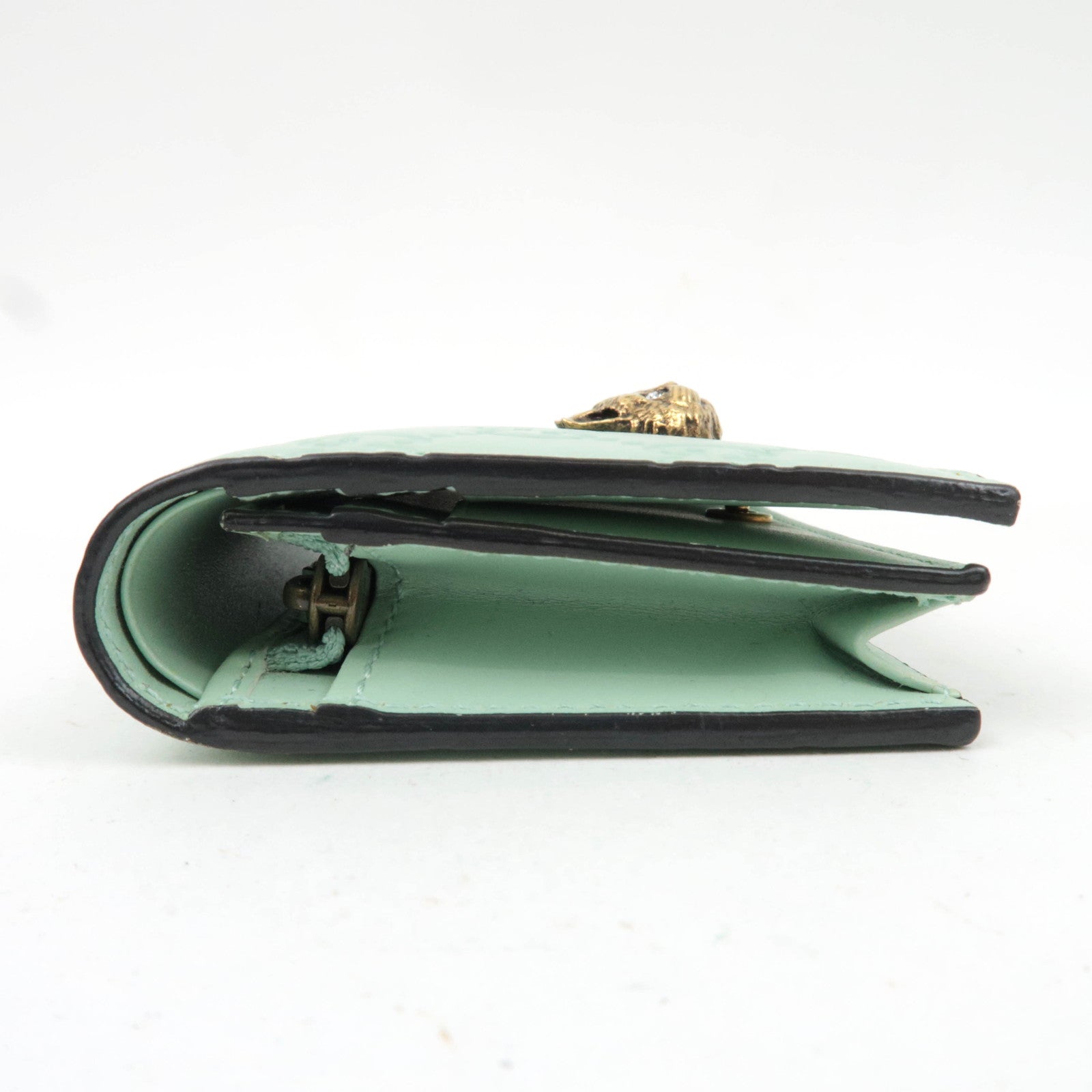 GUCCI Guccissima Linea Cat Bifold Wallet Japan Limited Light Green 548057 *Box, Dust bag