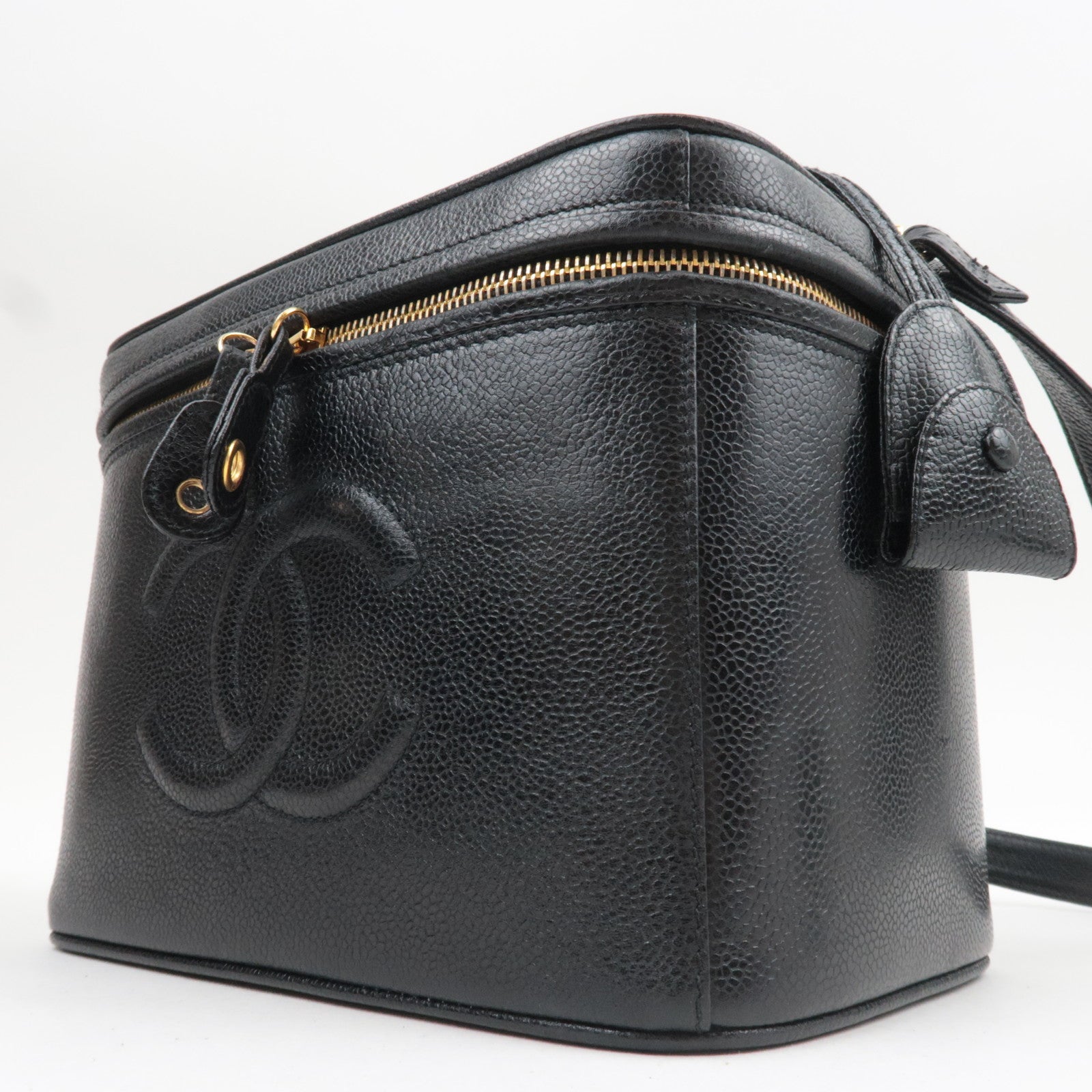 CHANEL Cocomark 2Way Vanity Bag Caviarskin Black 4066847 *Box, Dust bag, G card, Strap, Key Lock, Clochette