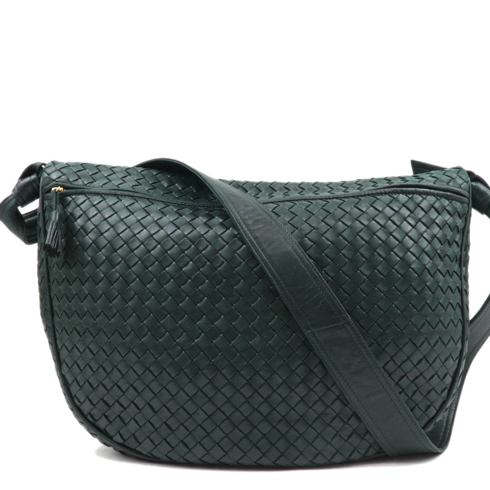 BOTTEGA VENETA Intrecciato Leather Shoulder Bag Dark Green84633