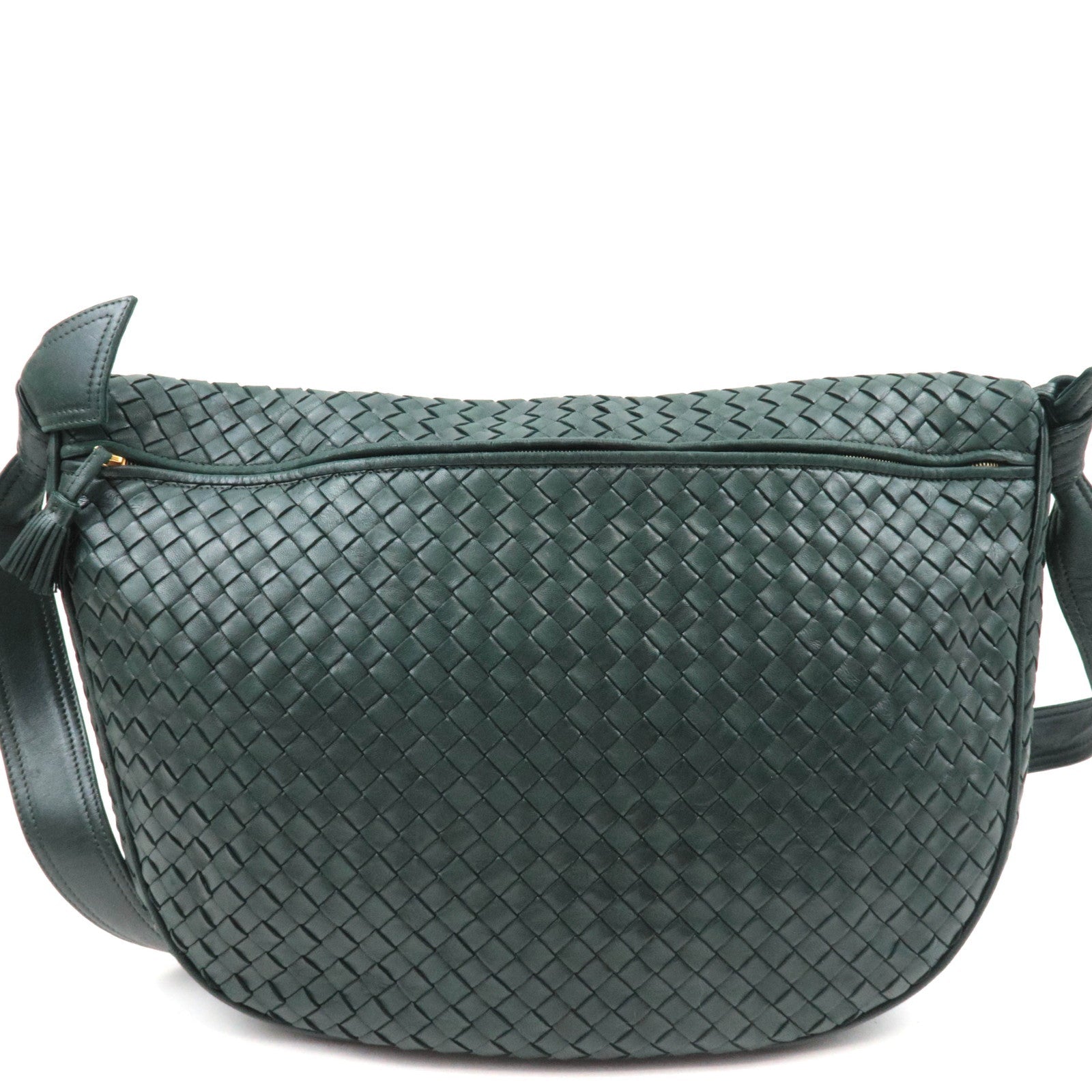 BOTTEGA VENETA Intrecciato Leather Shoulder Bag Dark Green