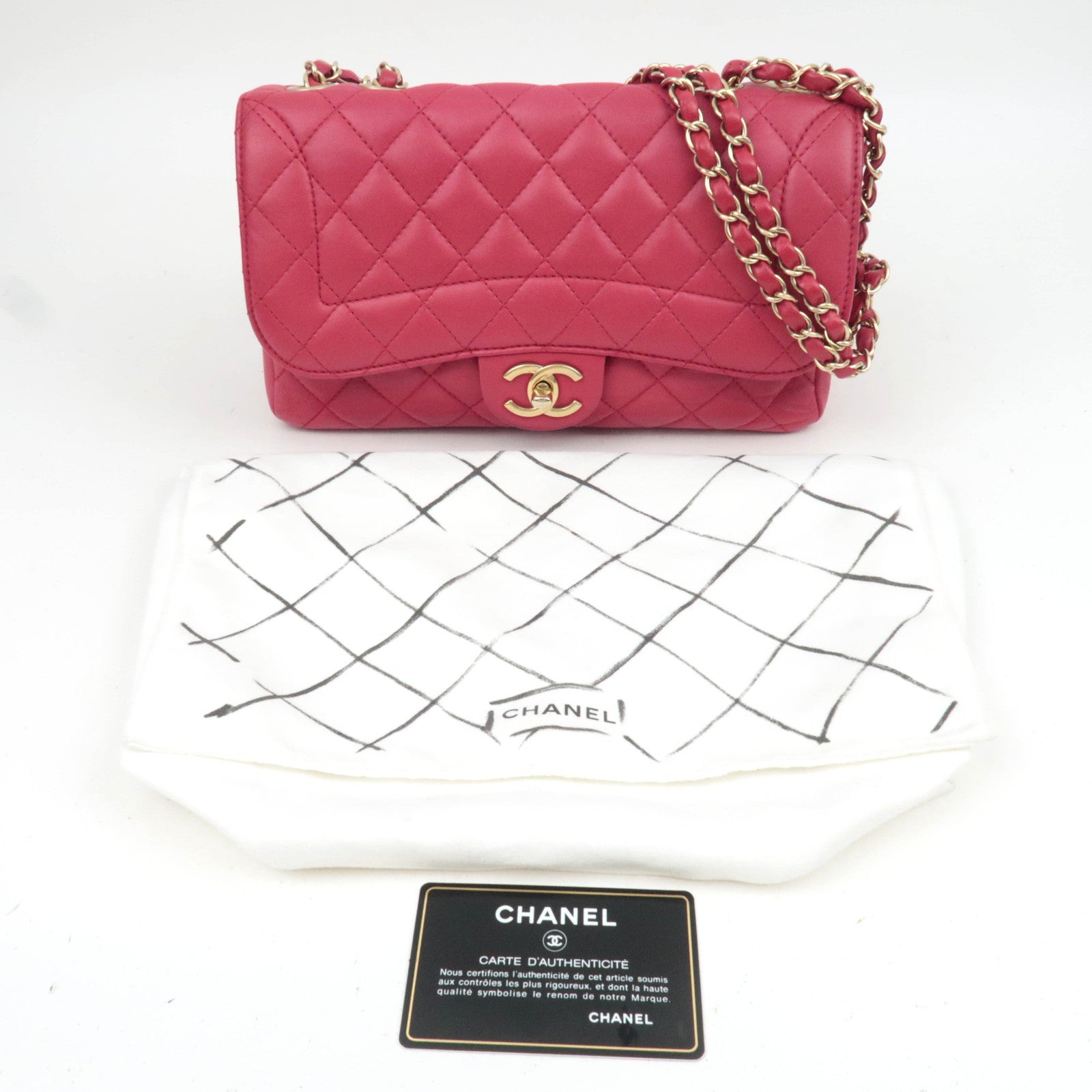 CHANEL Matelasse Chain Shoulder Bag Lambskin Pink 21987136 *Dust bag, G card