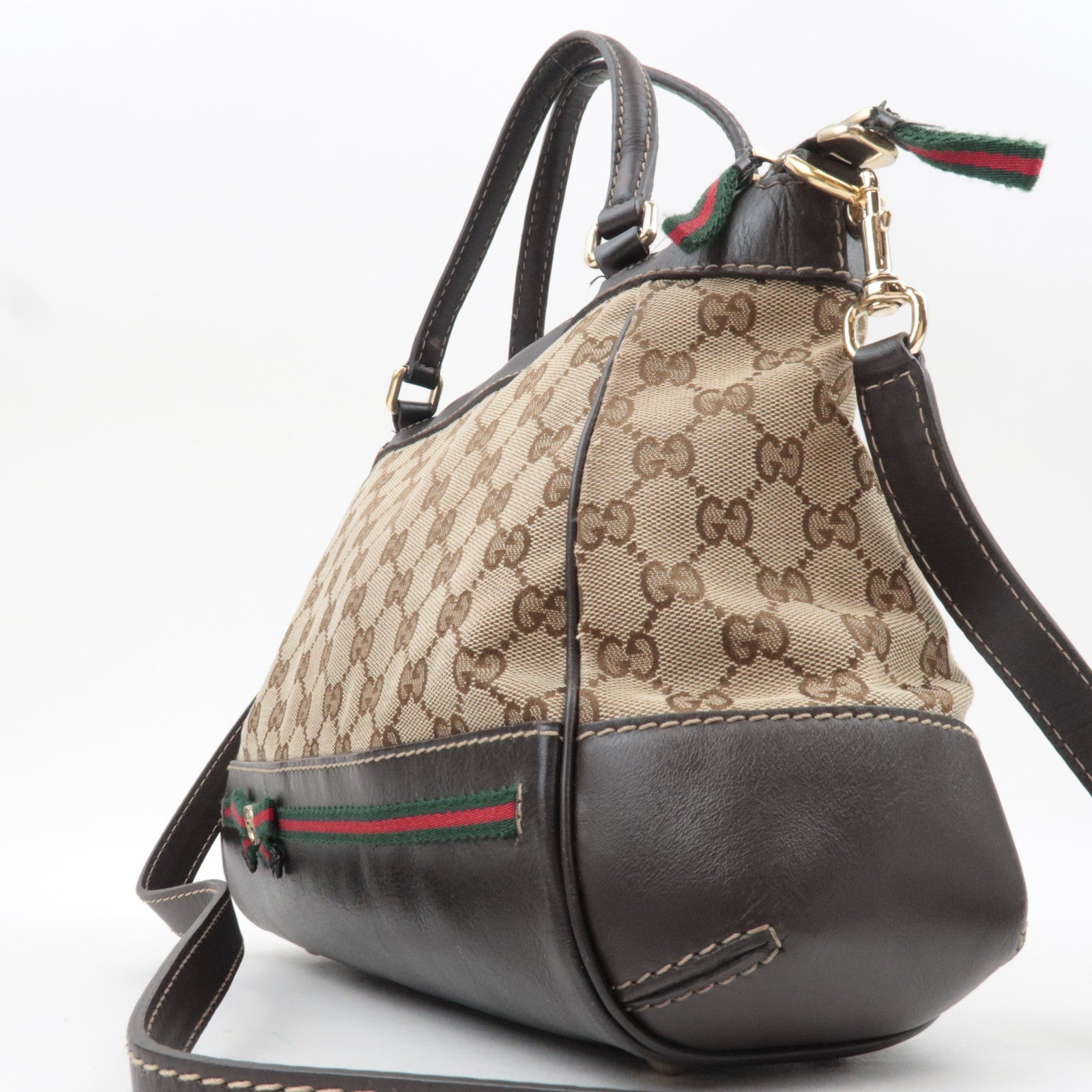 GUCCI Sherry 2Way Shoulder Bag GG Canvas Leather Beige 269894 *Strap