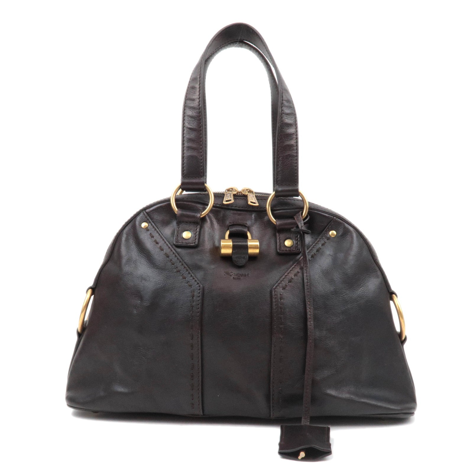 SAINT LAURENT YSL Muse Leather Shoulder Bag Brown *Key Lock, Clochette84661