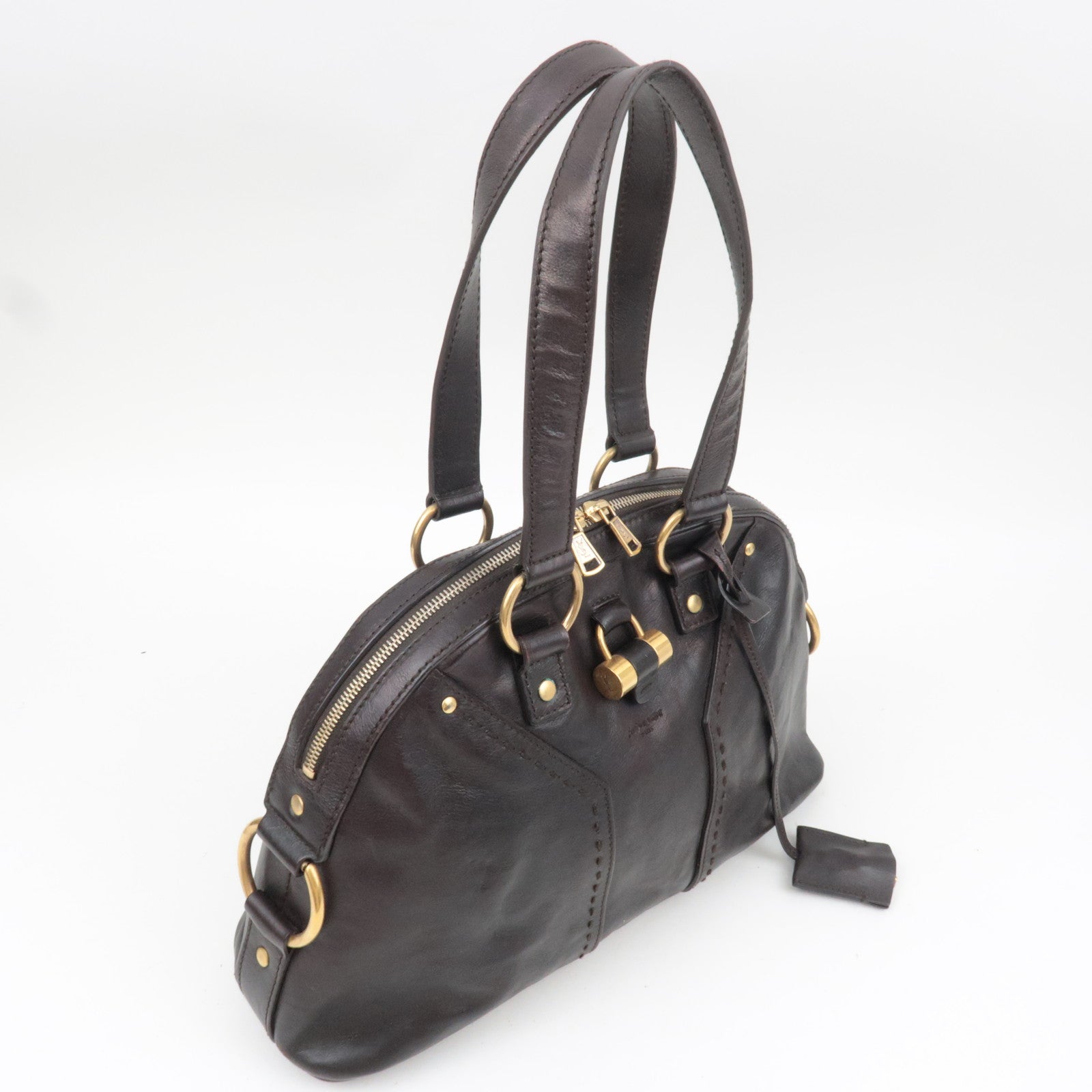 SAINT LAURENT YSL Muse Leather Shoulder Bag Brown *Key Lock, Clochette