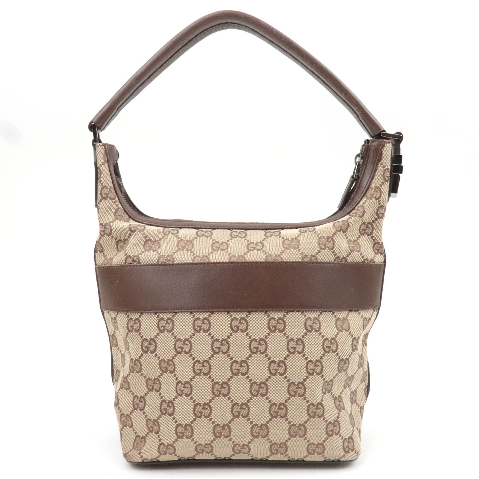 GUCCI GG Canvas Leather Shoulder Bag Beige Brown 001.4299