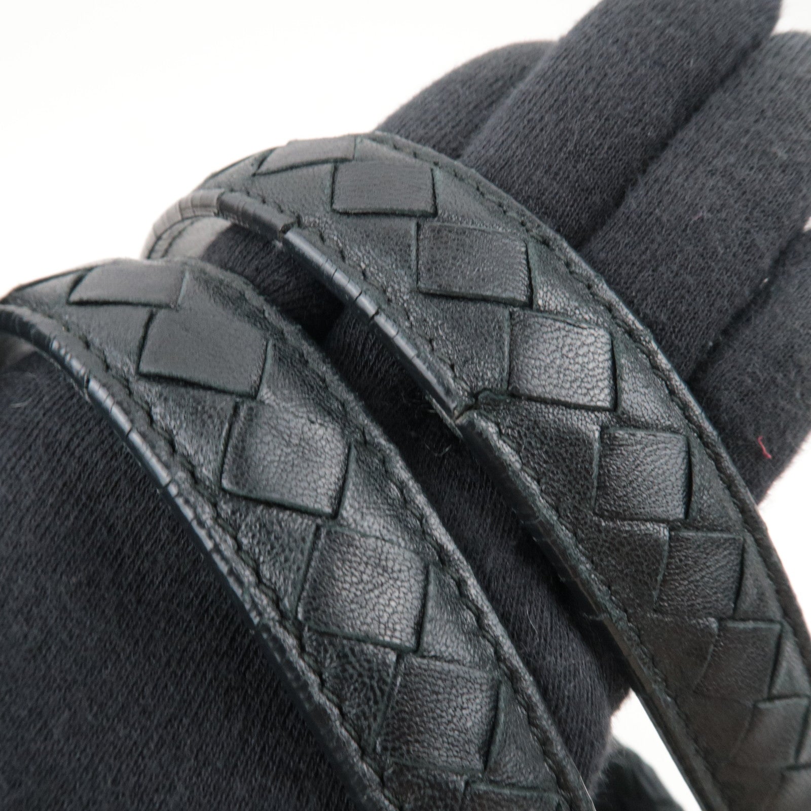 BOTTEGA VENETA Intrecciato Medium Garda Shoulder Bag Leather Black 179320 *Dust bag, Mirror