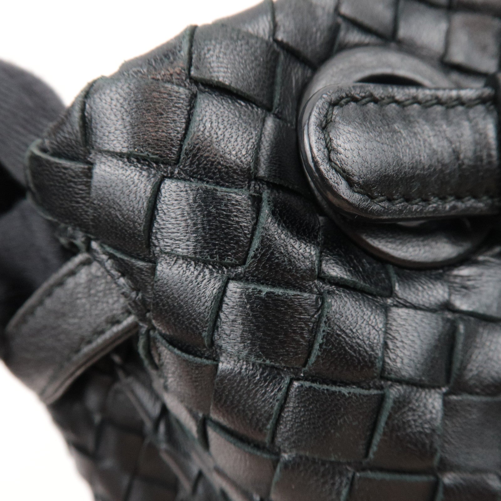 BOTTEGA VENETA Intrecciato Medium Garda Shoulder Bag Leather Black 179320 *Dust bag, Mirror