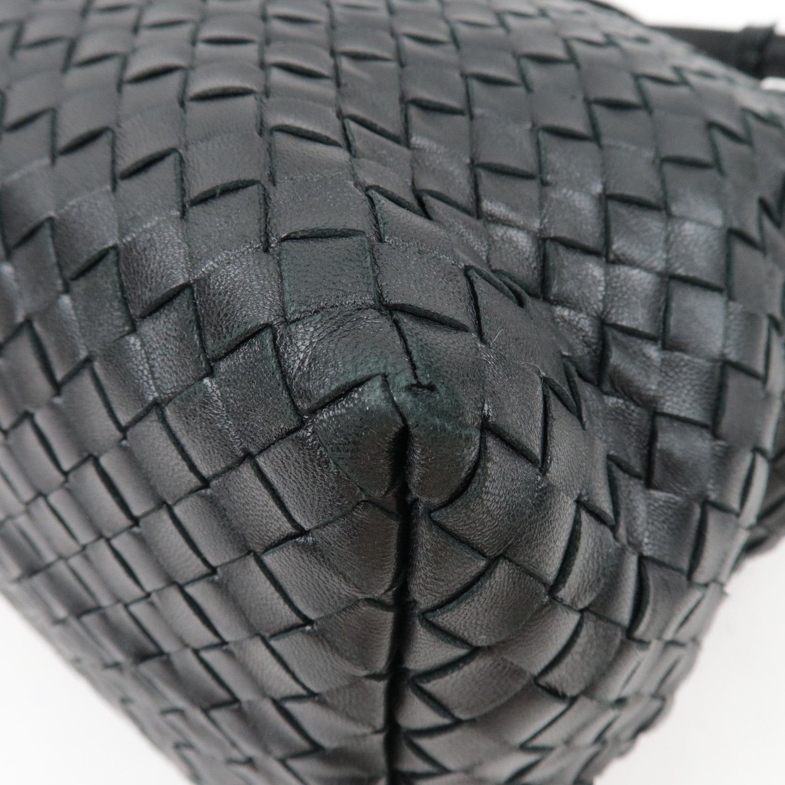 BOTTEGA VENETA Intrecciato Medium Garda Shoulder Bag Leather Black 179320 *Dust bag, Mirror