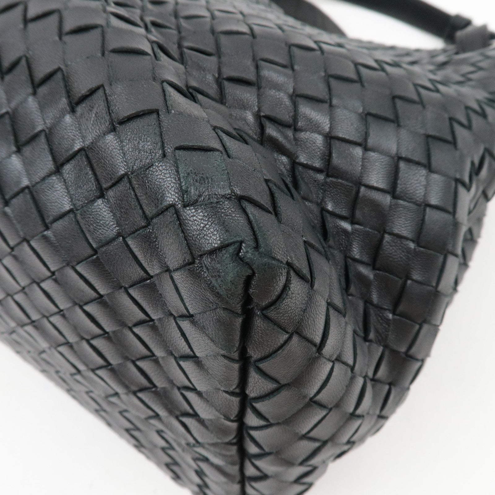 BOTTEGA VENETA Intrecciato Medium Garda Shoulder Bag Leather Black 179320 *Dust bag, Mirror