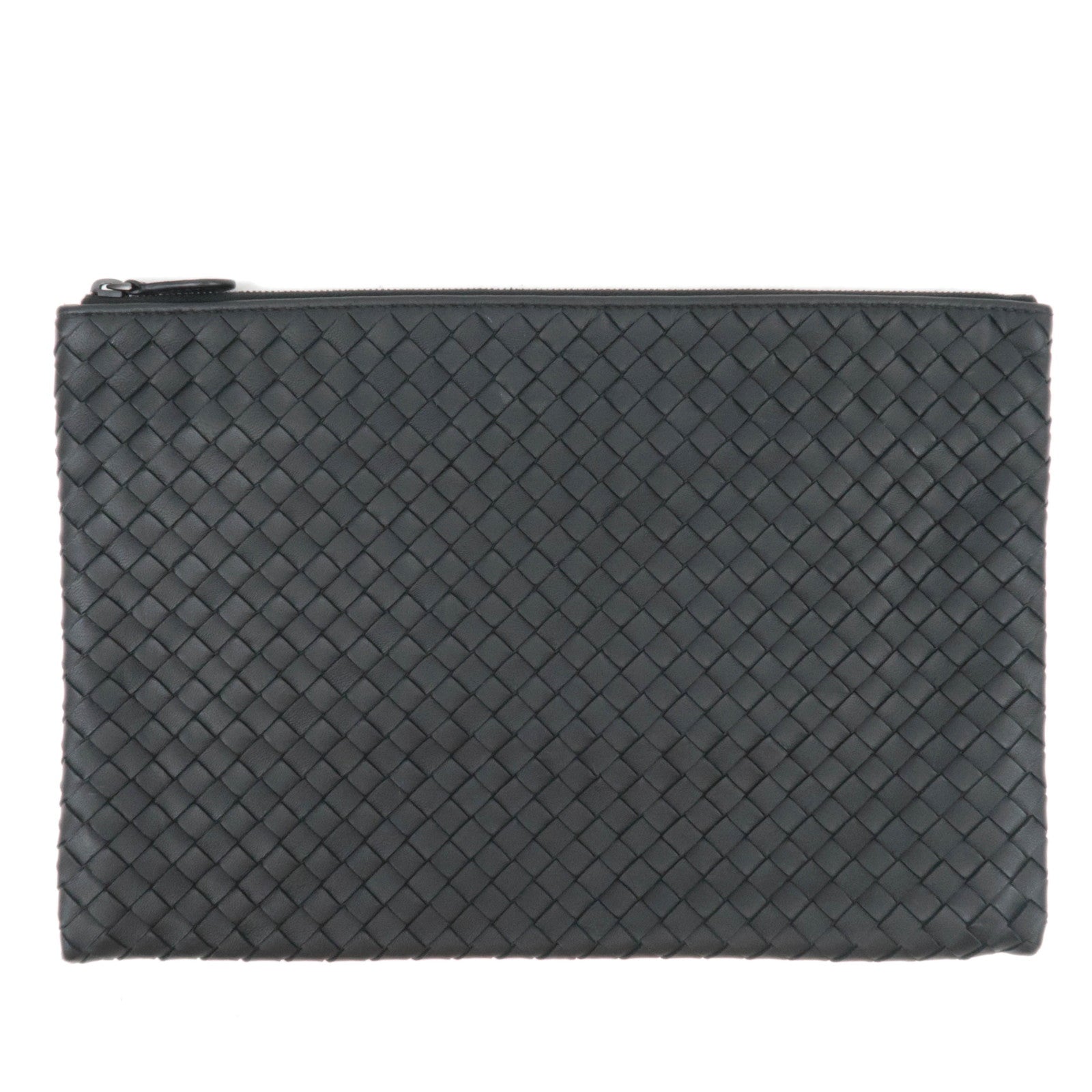 BOTTEGA VENETA Intrecciato Leather Clutch Bag Black 84665