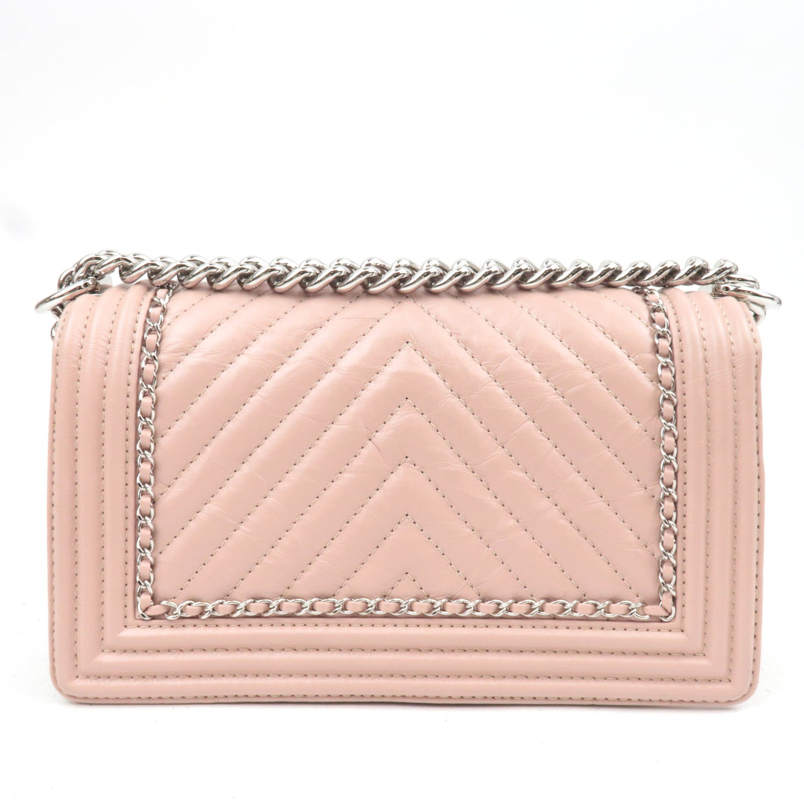 CHANEL Boy Chanel Chain Shoulder Bag Aged Calfskin Pink 24900670