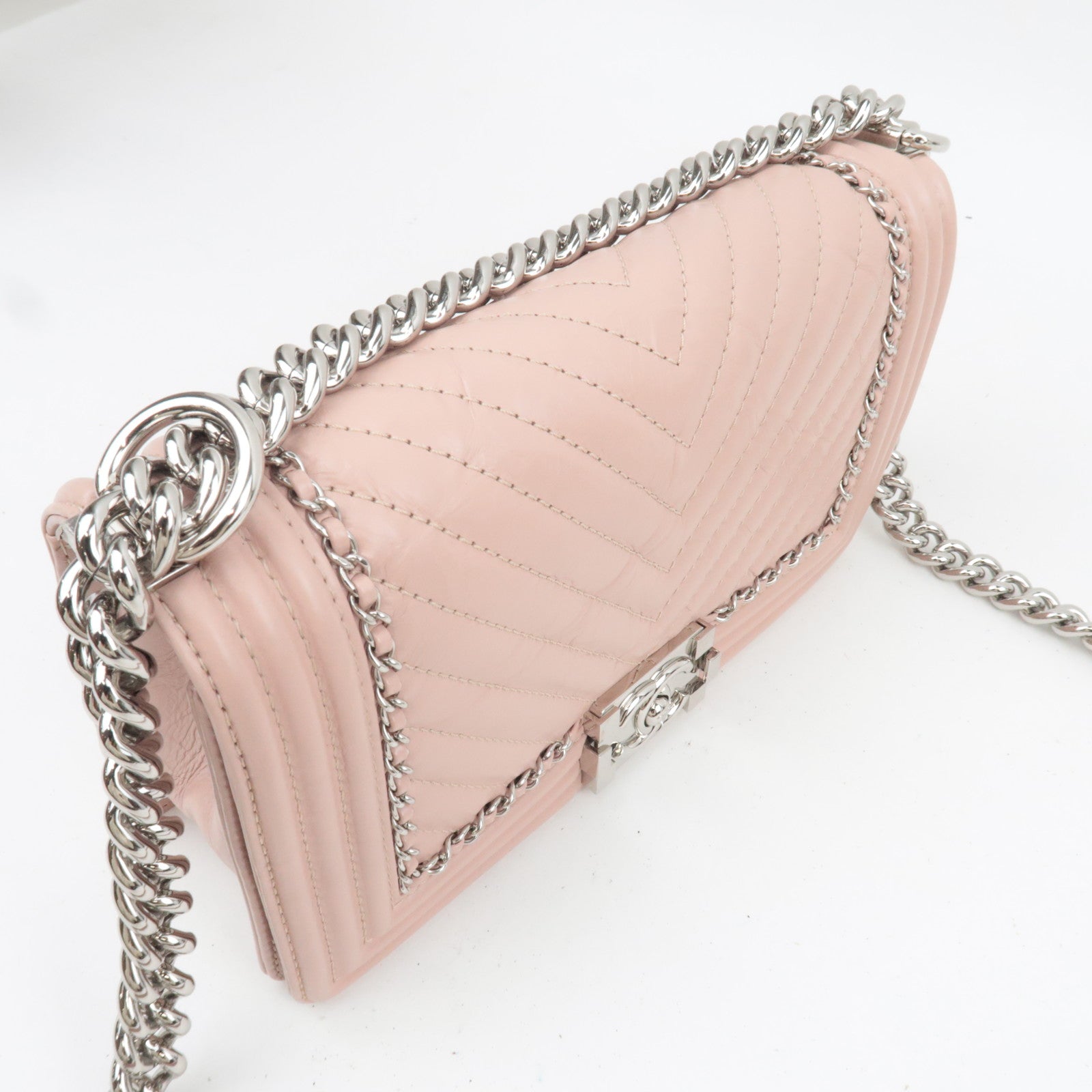CHANEL Boy Chanel Chain Shoulder Bag Aged Calfskin Pink 24900670