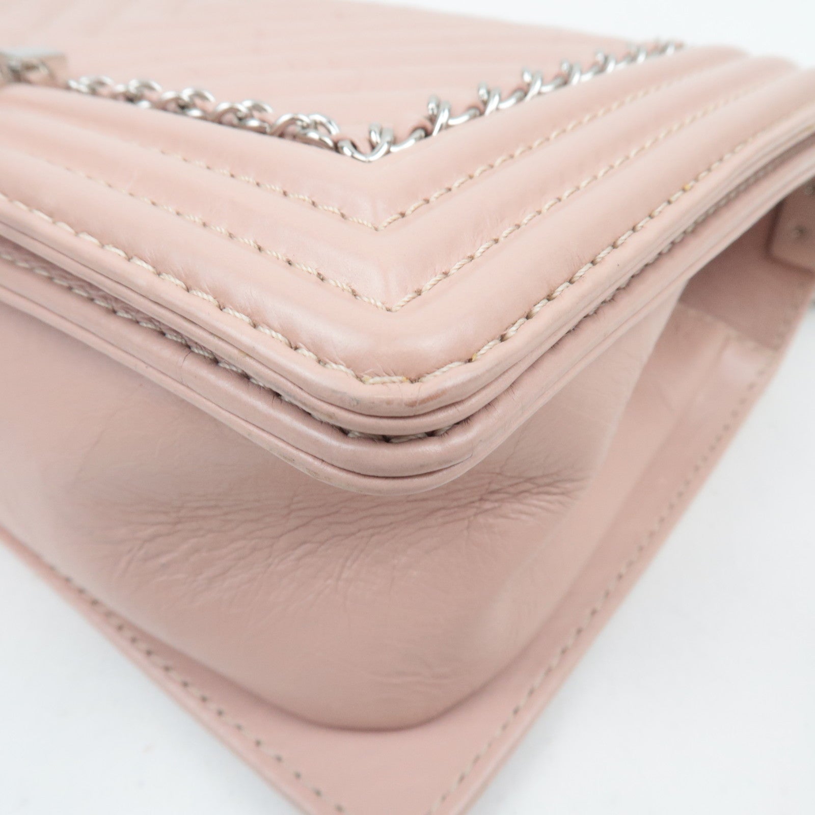 CHANEL Boy Chanel Chain Shoulder Bag Aged Calfskin Pink 24900670