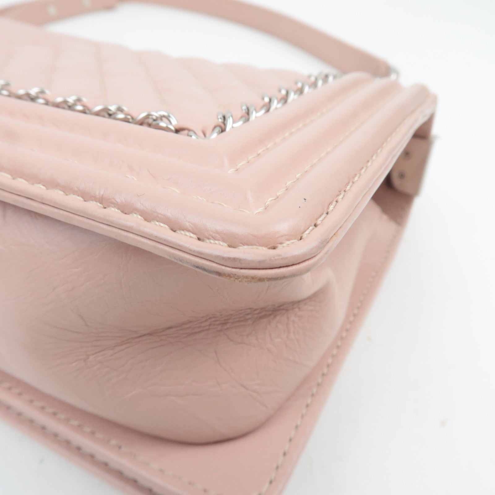 CHANEL Boy Chanel Chain Shoulder Bag Aged Calfskin Pink 24900670