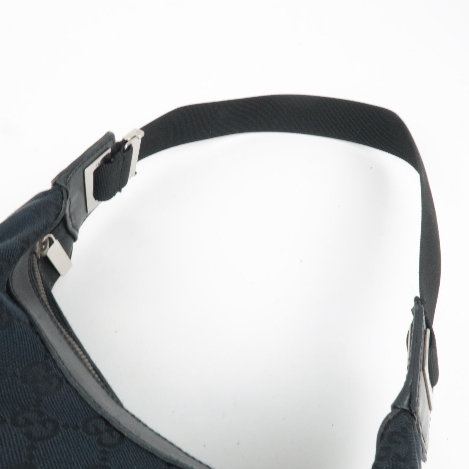 GUCCI Shoulder Bag GG Canvas Leather Black 019.0538