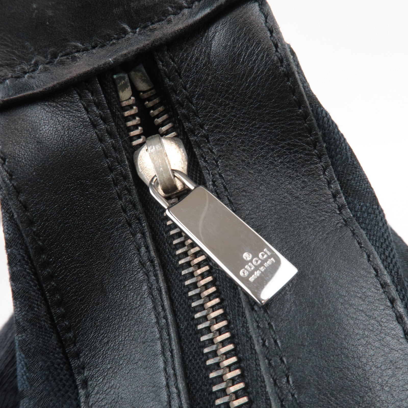 GUCCI Shoulder Bag GG Canvas Leather Black 019.0538