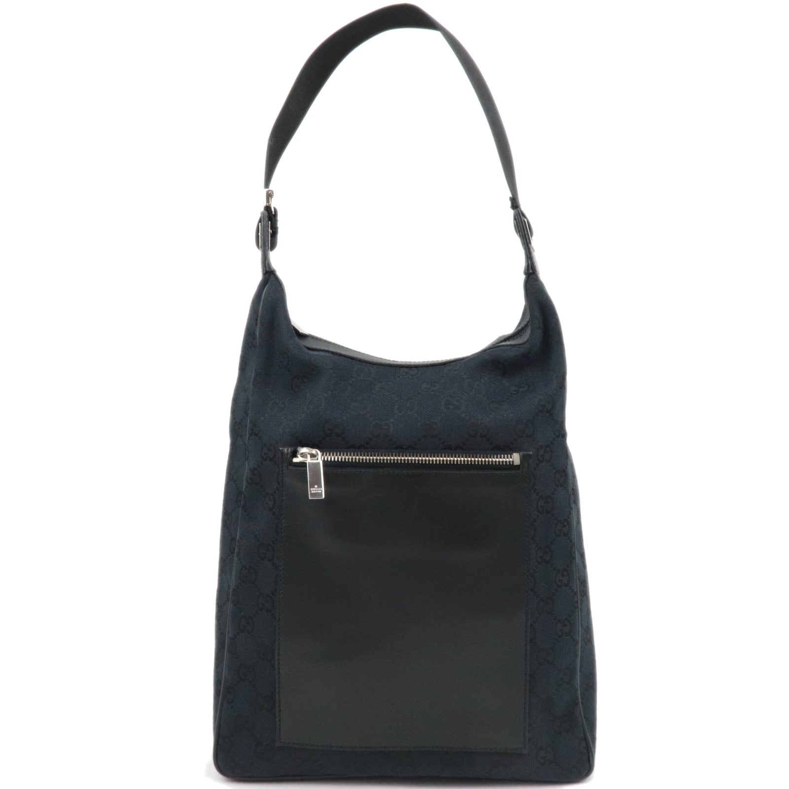 GUCCI Shoulder Bag GG Canvas Leather Black 019.0538 84690