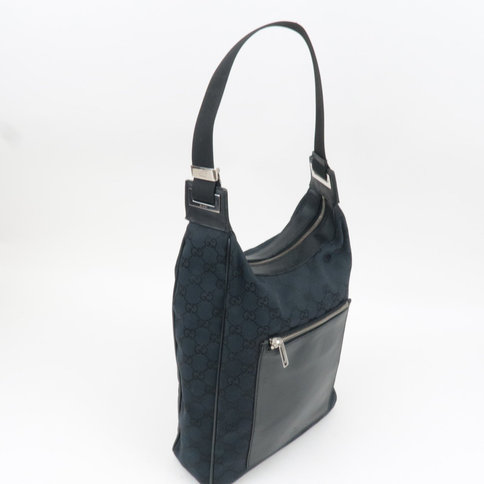 GUCCI Shoulder Bag GG Canvas Leather Black 019.0538