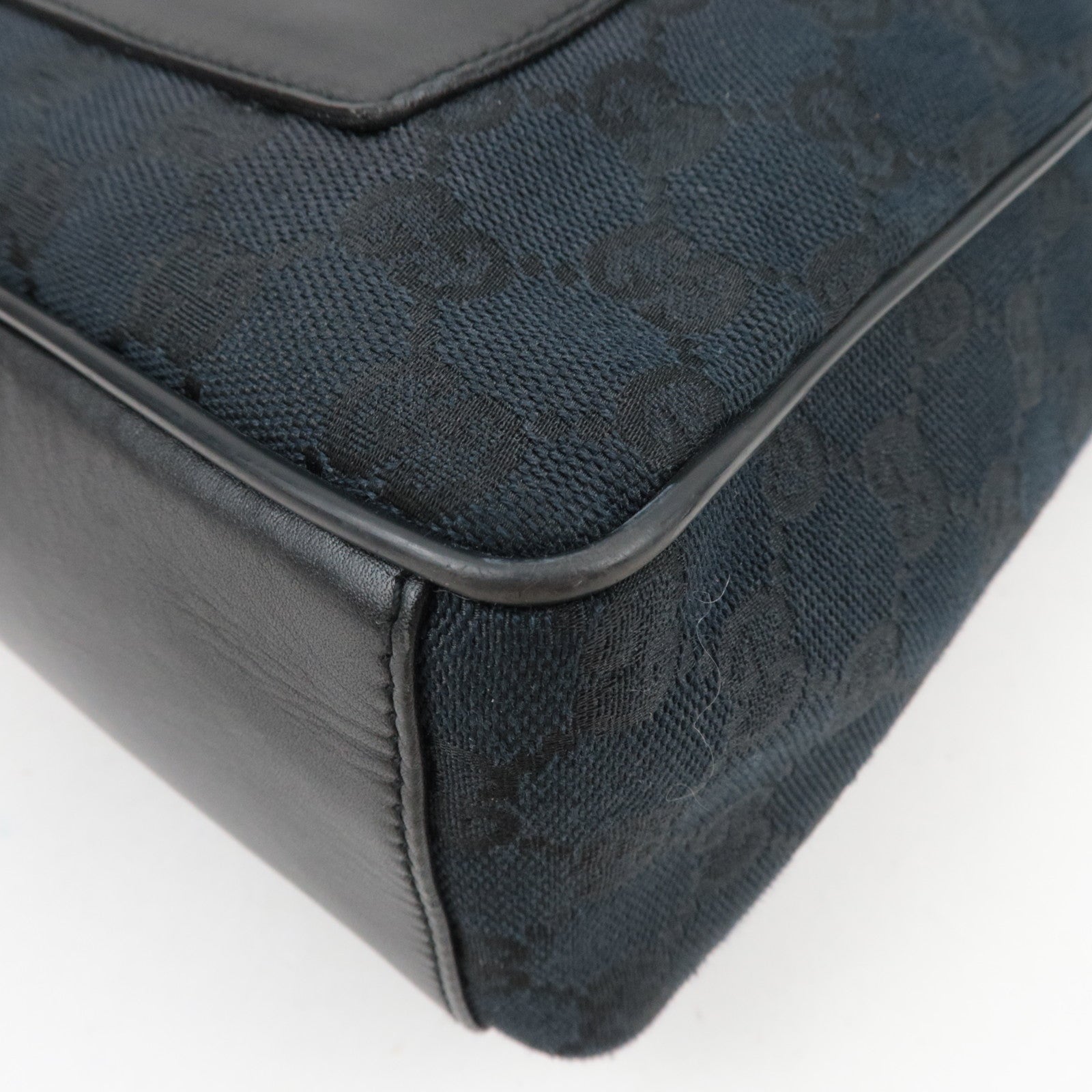 GUCCI Shoulder Bag GG Canvas Leather Black 019.0538