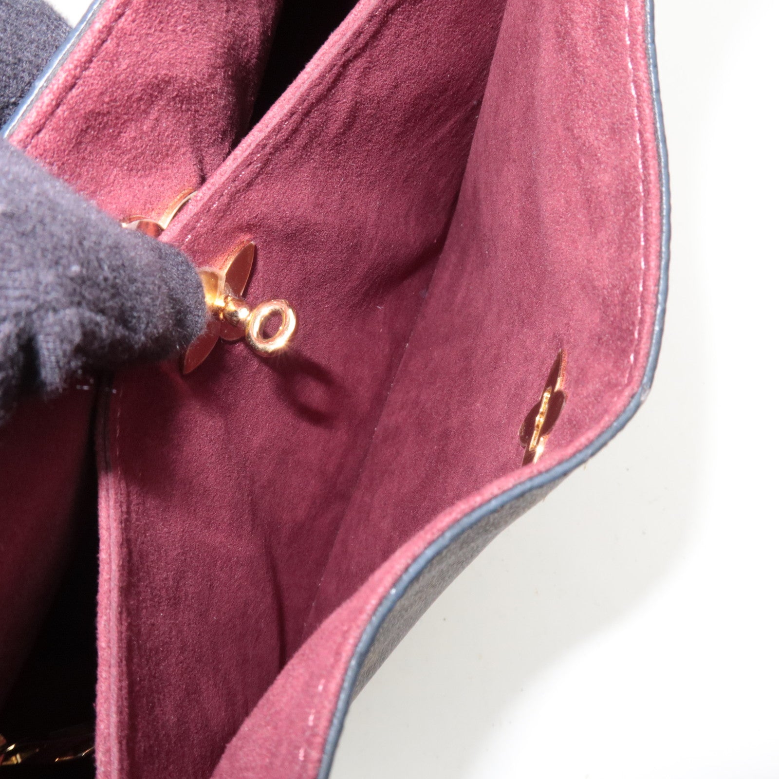 Louis Vuitton Monogram Flower Hobo Shoulder Bag Bordeaux M43547 *Clochette, Key Lock