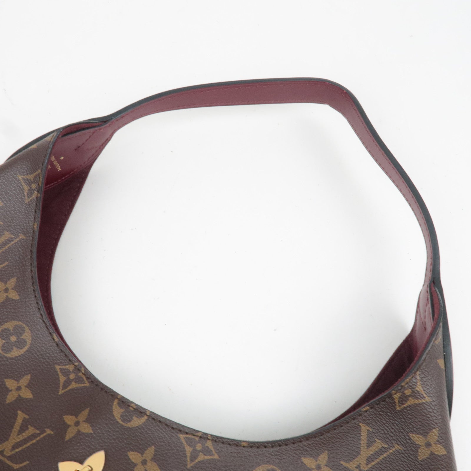 Louis Vuitton Monogram Flower Hobo Shoulder Bag Bordeaux M43547 *Clochette, Key Lock