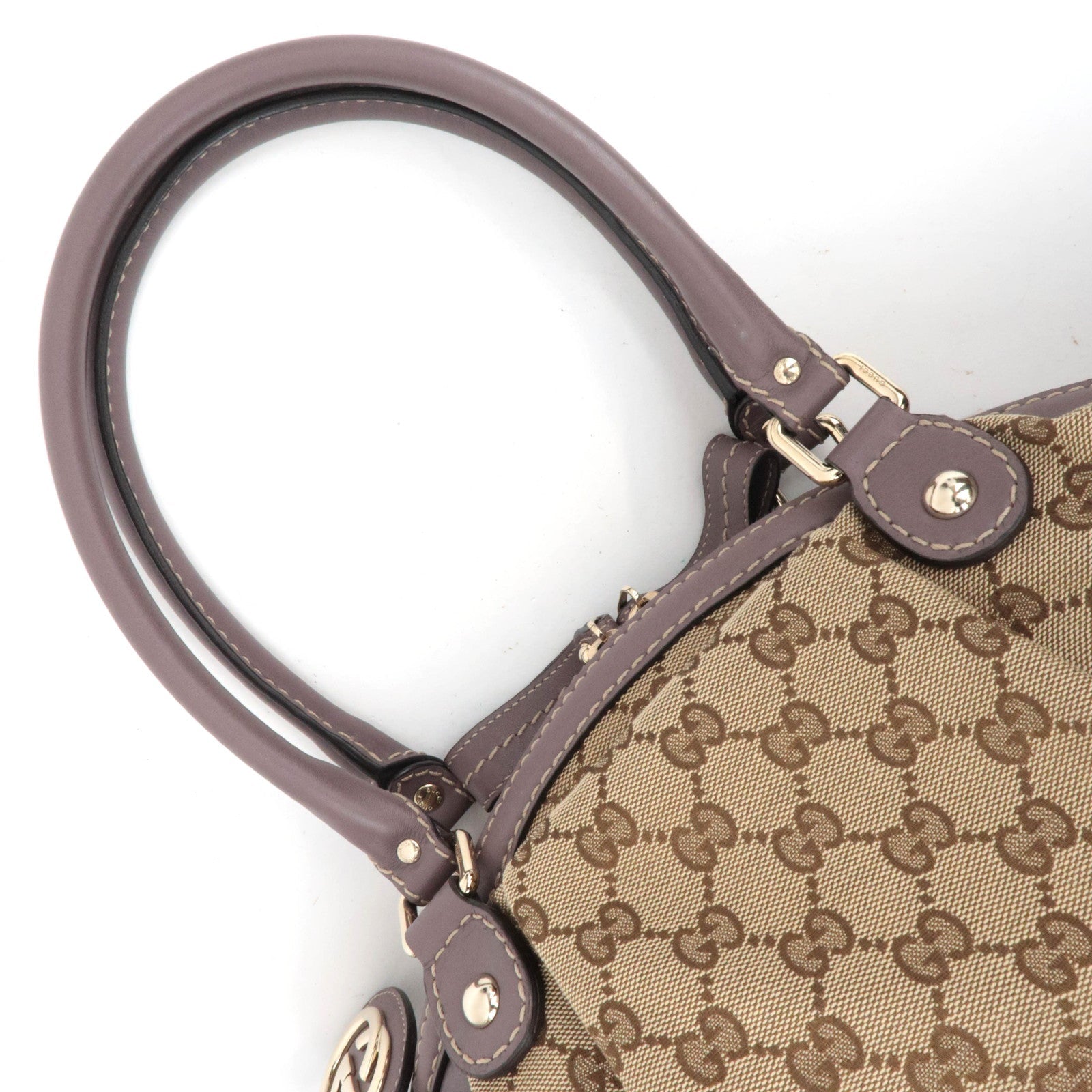 GUCCI Sukey Shoulder Bag GG Canvas Leather Beige 223974