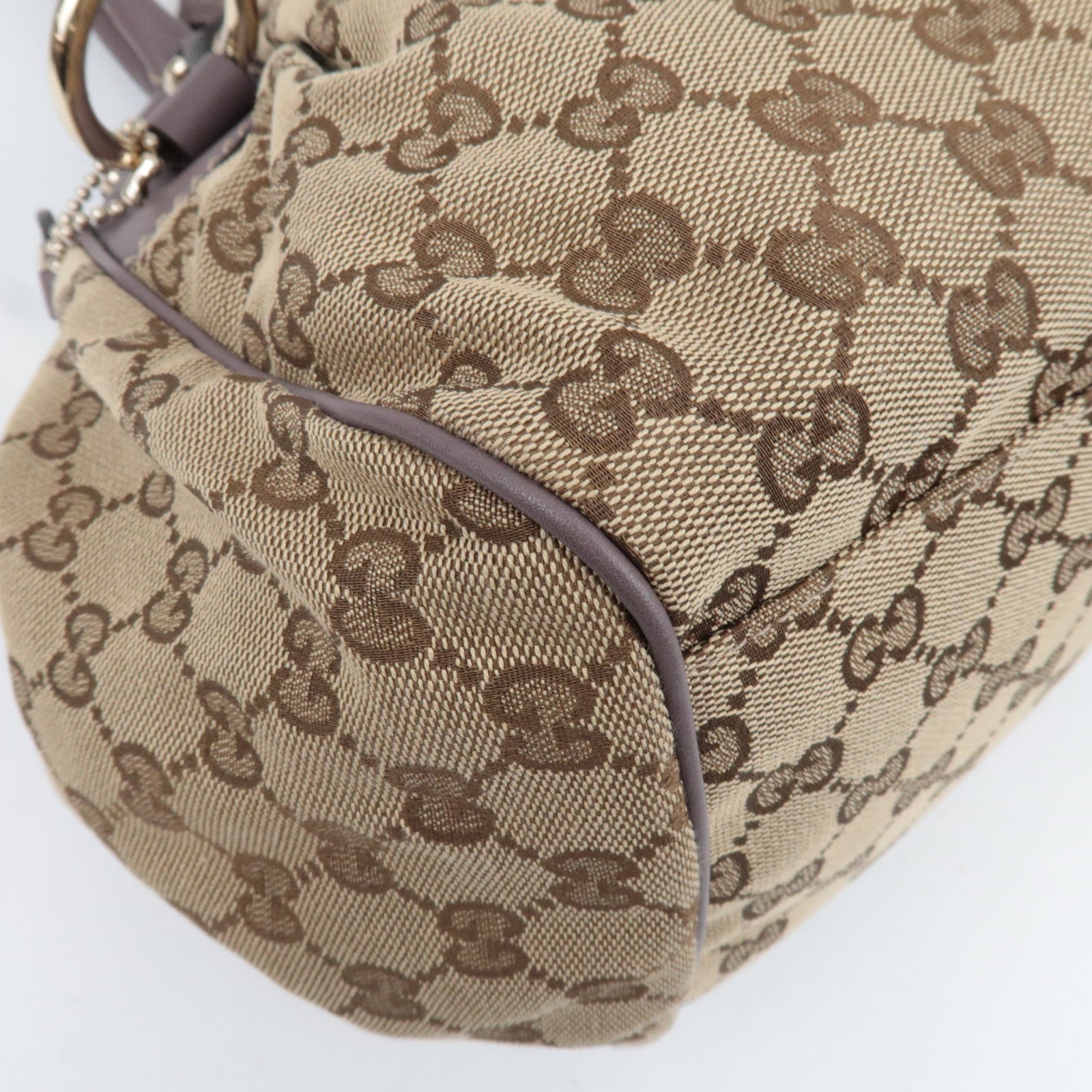 GUCCI Sukey Shoulder Bag GG Canvas Leather Beige 223974