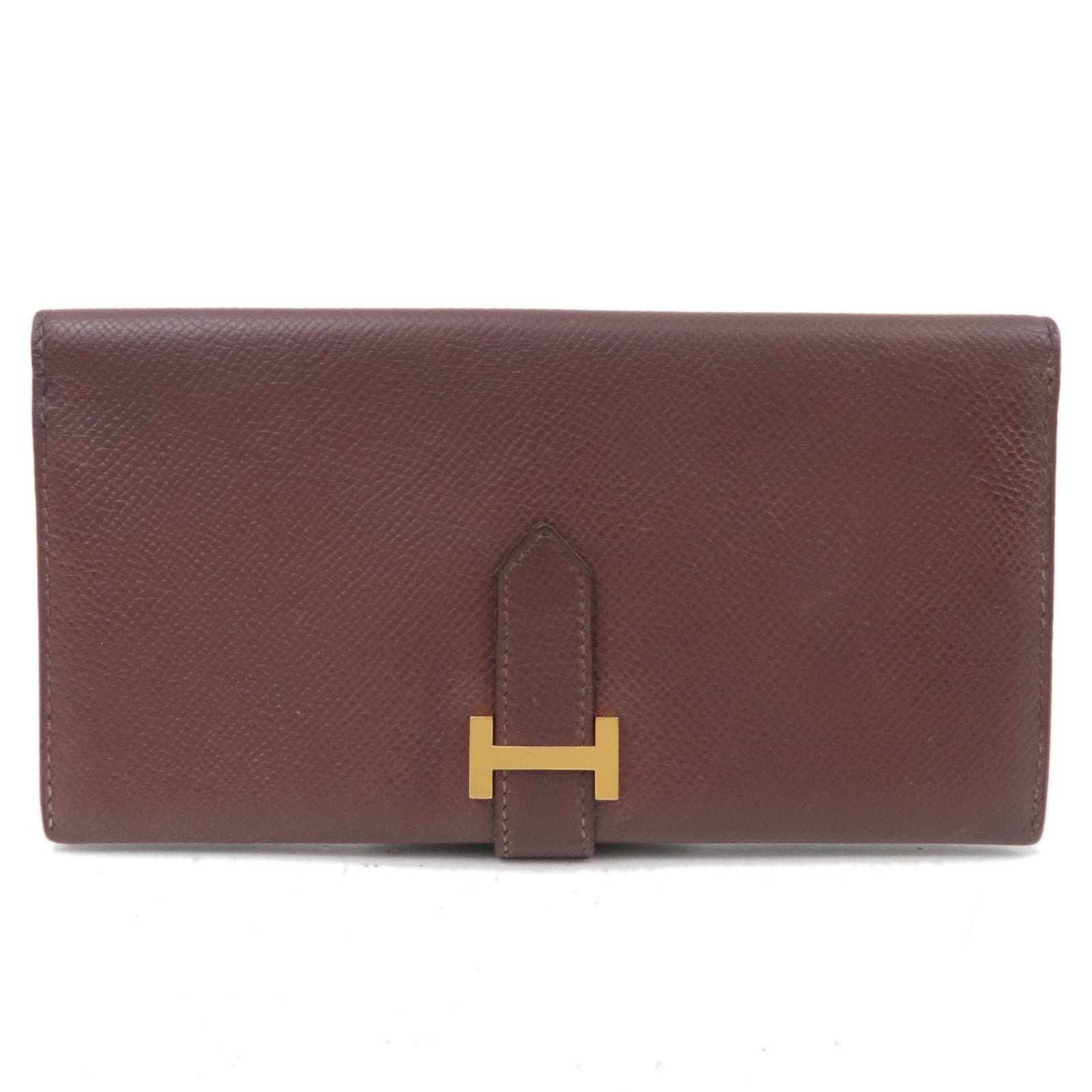 HERMES Bearn Long Wallet A Stamp (1997) Veau Epsom Brown84727