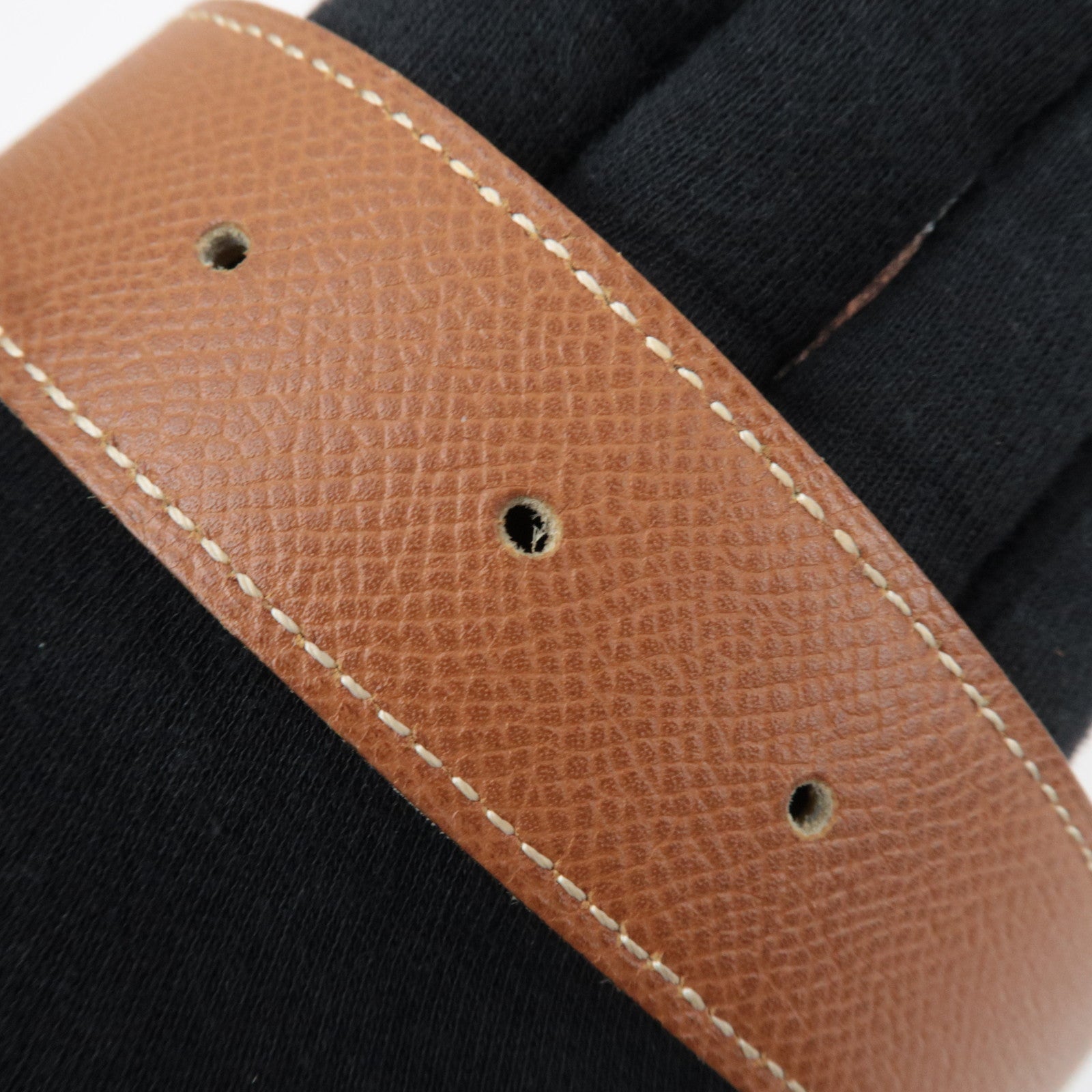 HERMES Constance Leather H Belt Size 75 □A (1997) Brown Yellow